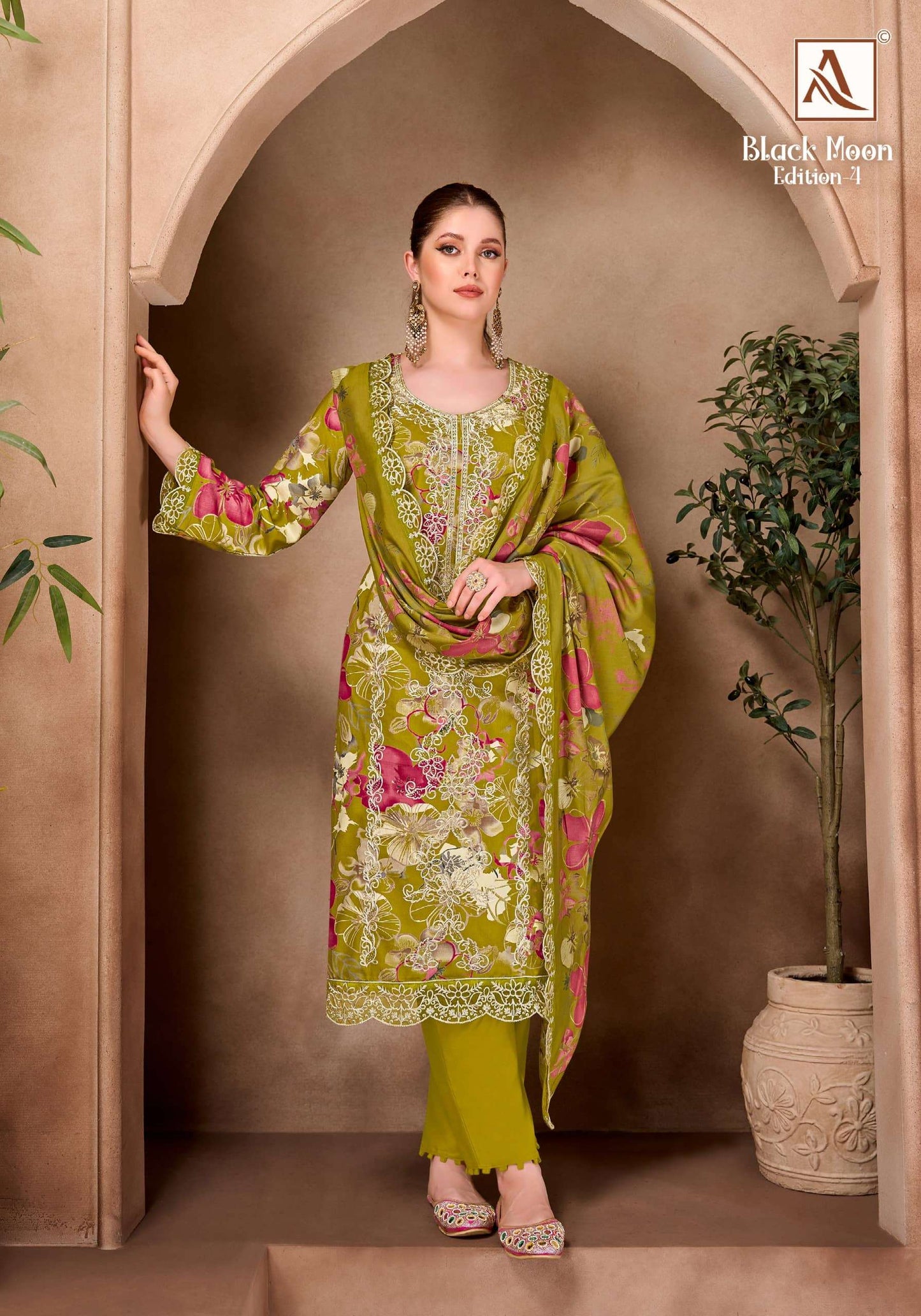 ALOK SUIT BLACK MOON VOL-4 Viscose Rayon Pakistani Suit