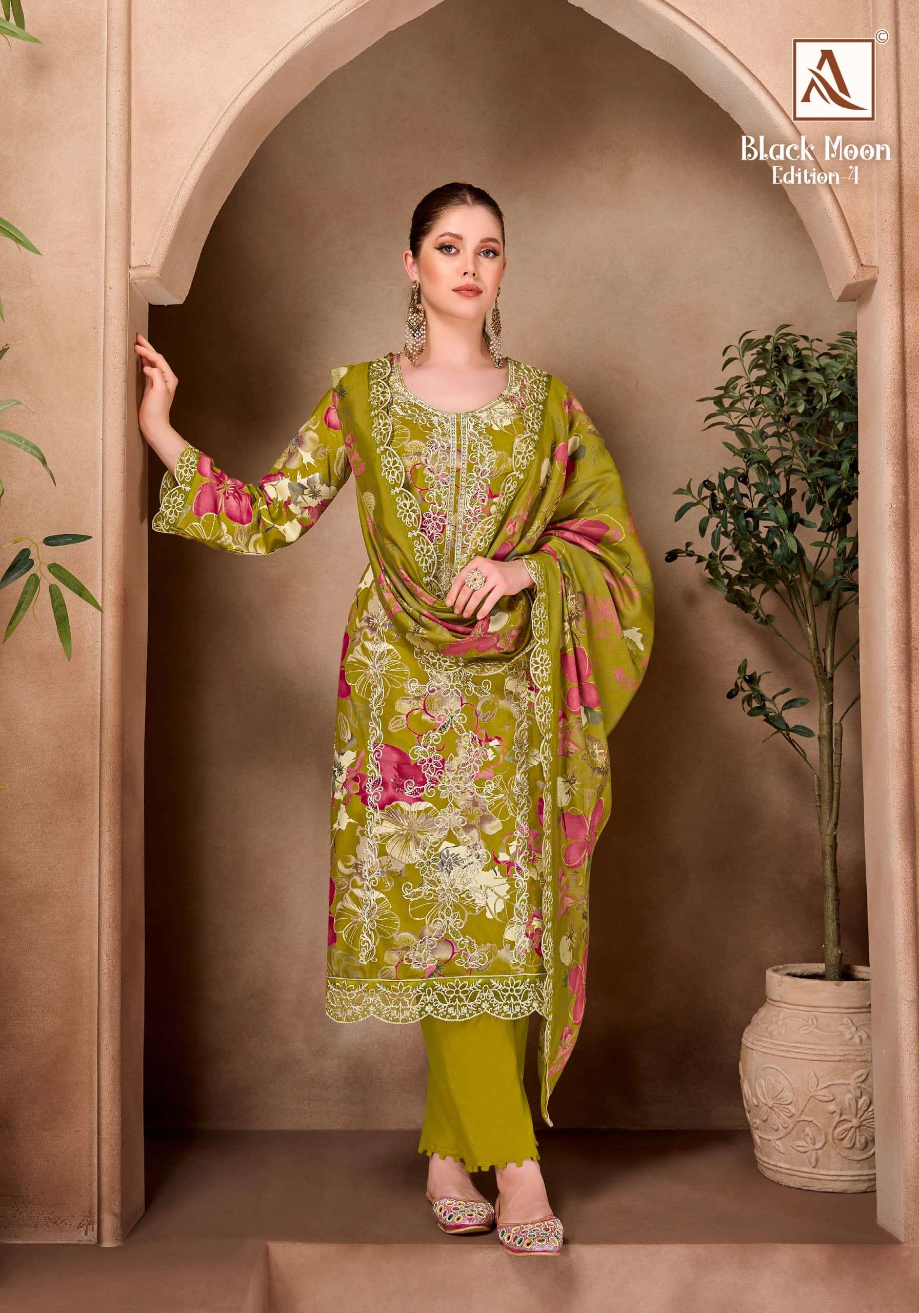 ALOK SUIT BLACK MOON VOL-4 Viscose Rayon Pakistani Suit