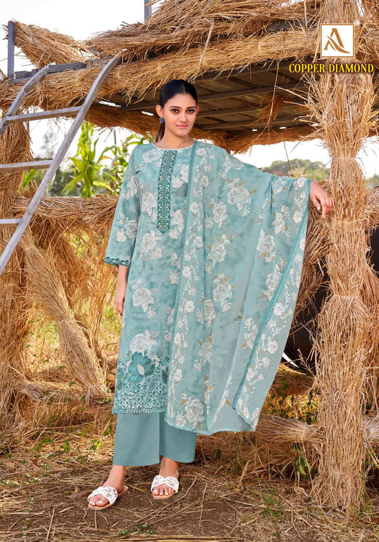 ALOK SUIT COPPER DIAMOND Cambric Cotton Pakistani Suit Set