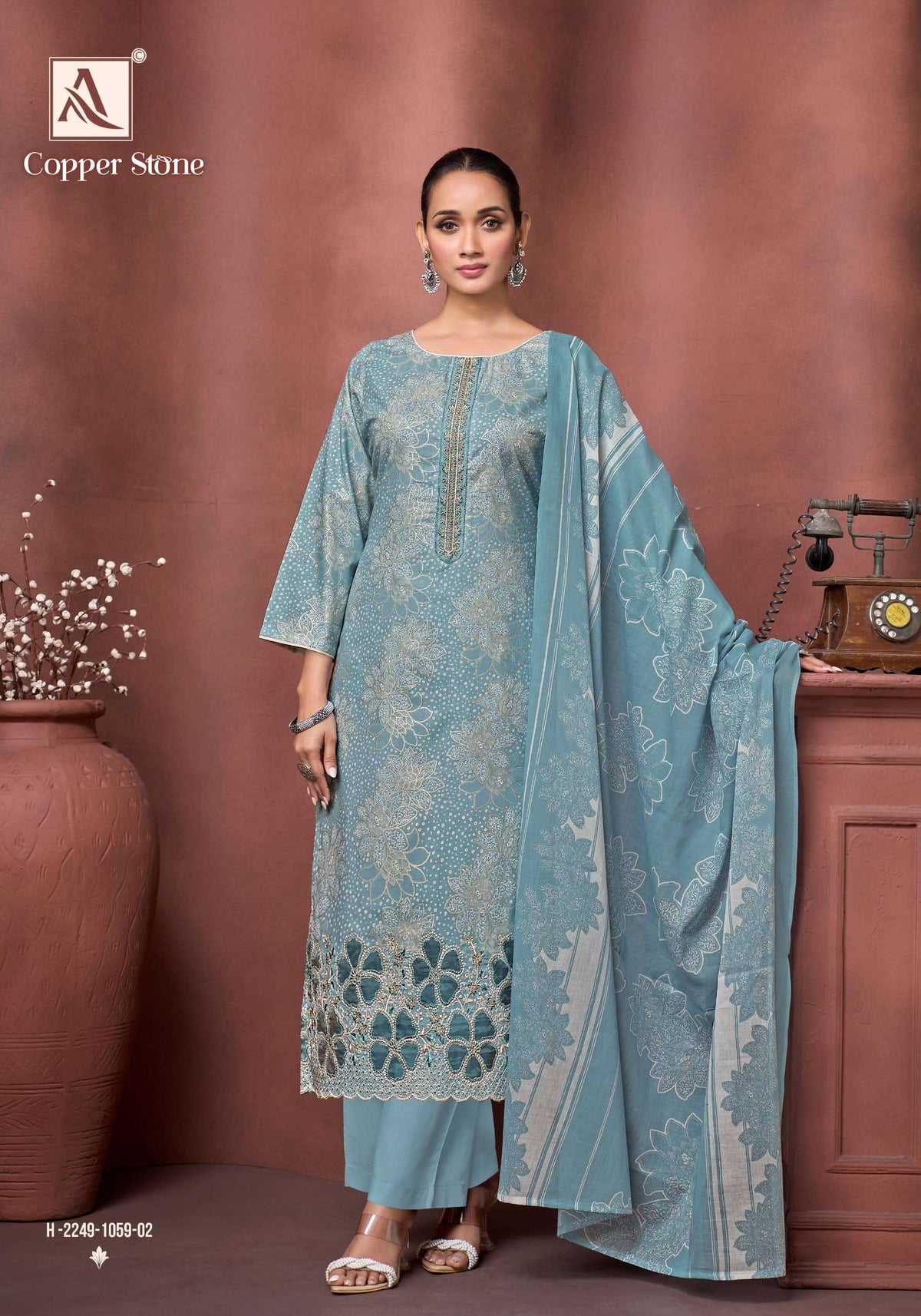 Alok Suit Copper Stone Cambric Cotton Dress Material