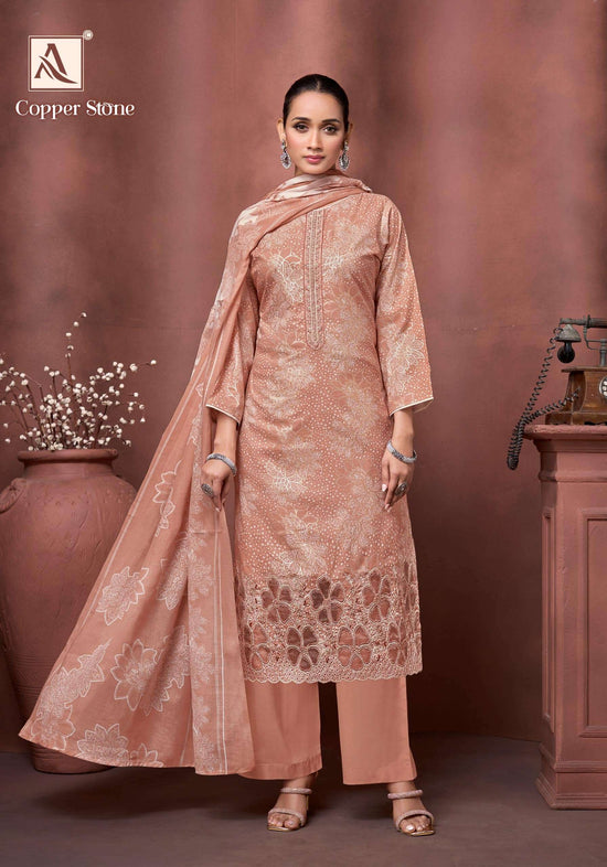 Alok Suit Copper Stone Cambric Cotton Dress Material