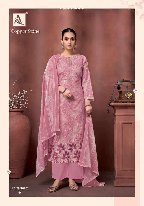 Alok Suit Copper Stone Cambric Cotton Dress Material