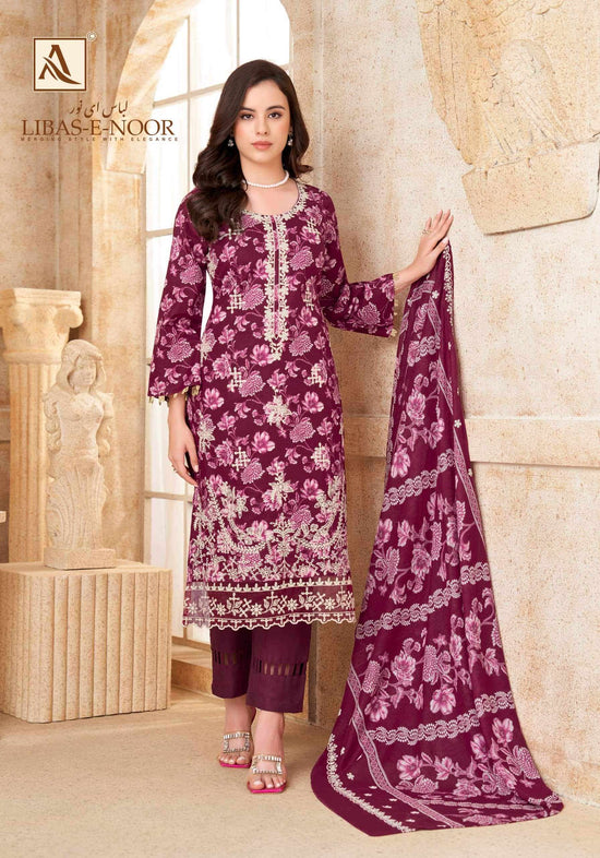 Alok Suit Libas E Noor Pure Cambric Cotton Dress Material