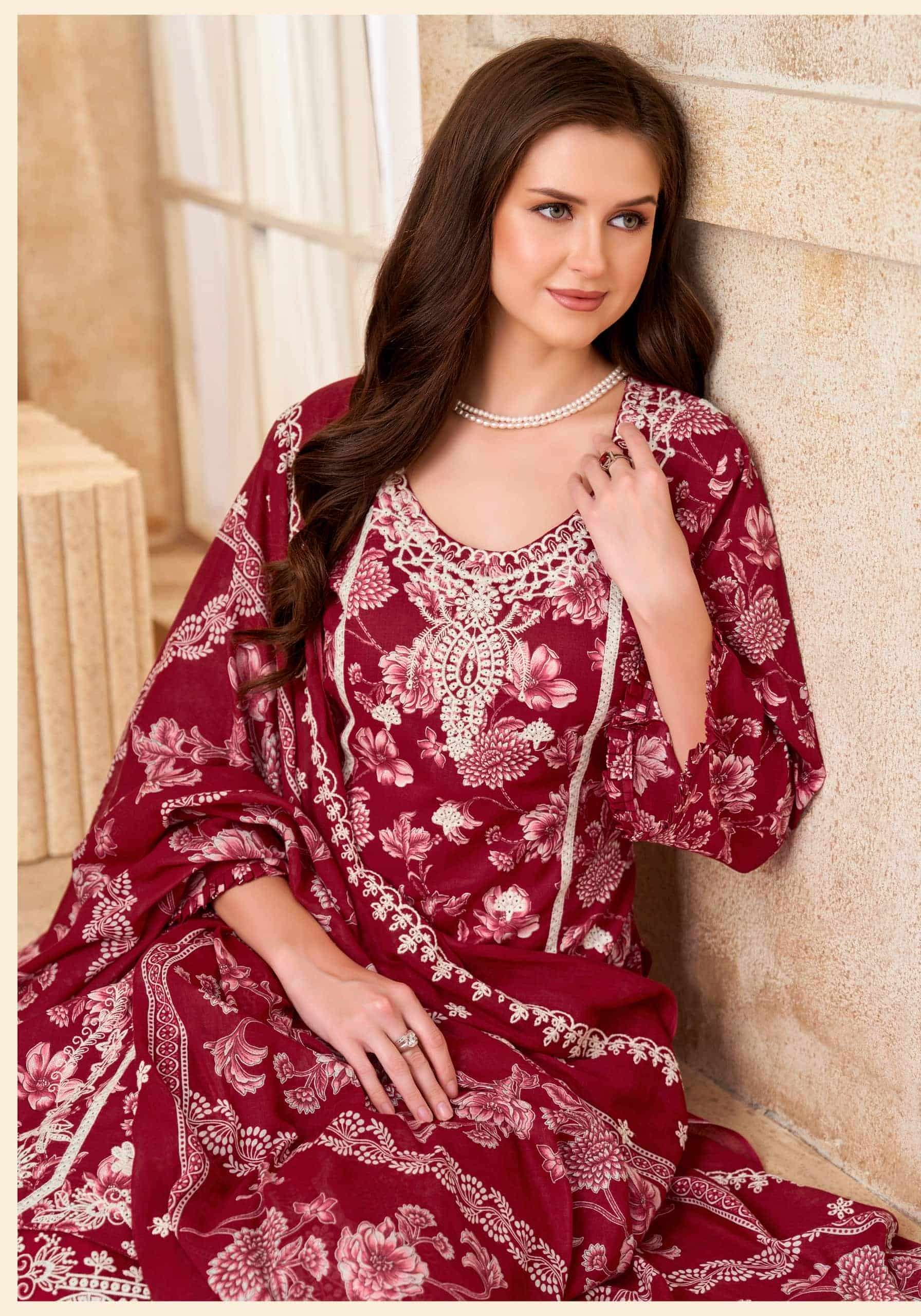 Alok Suit Libas E Noor Pure Cambric Cotton Dress Material