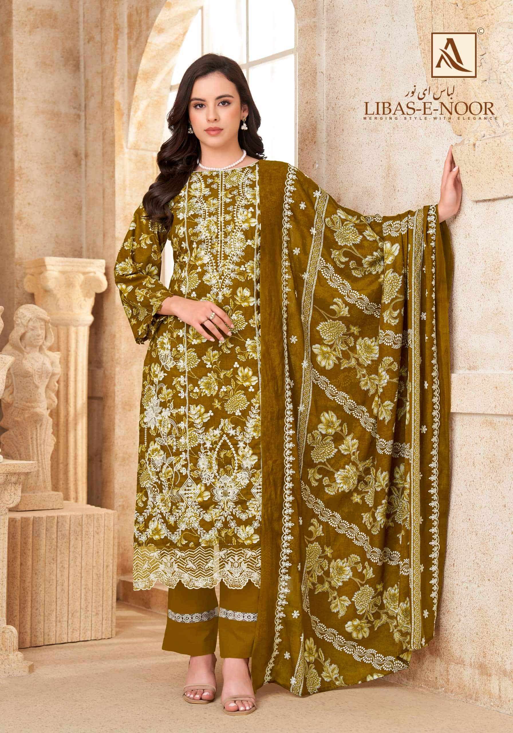 Alok Suit Libas E Noor Pure Cambric Cotton Dress Material