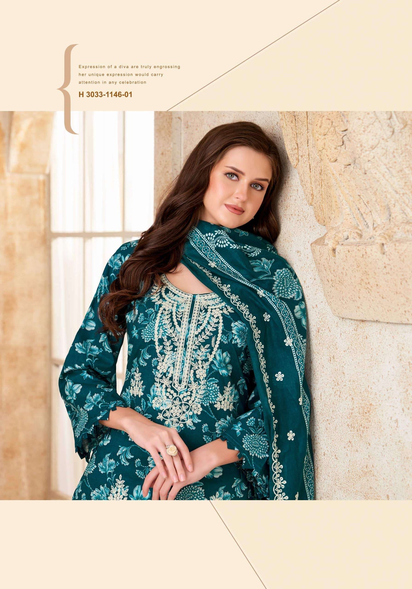 Alok Suit Libas E Noor Pure Cambric Cotton Dress Material