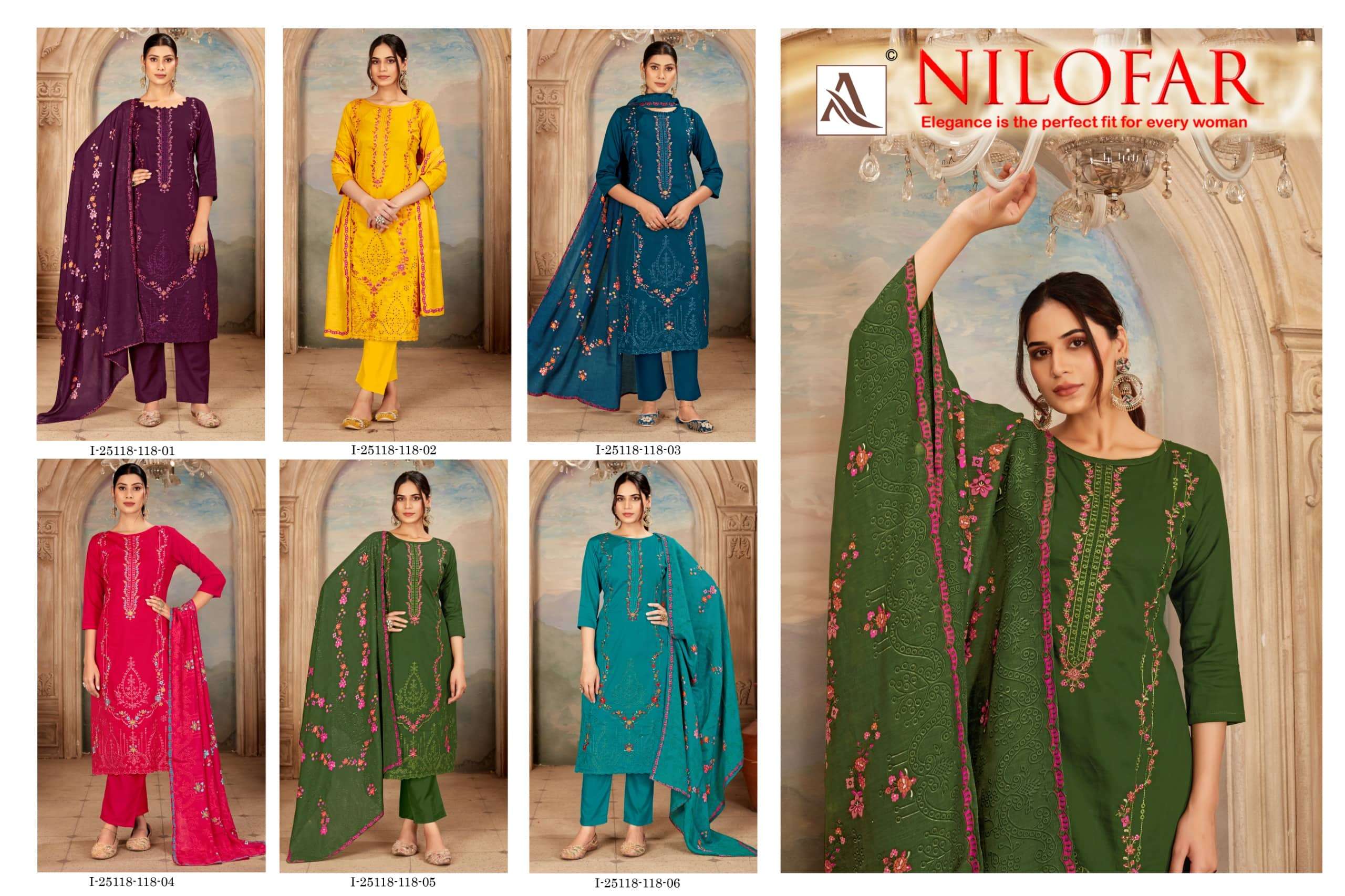 Alok Suit Nilofar Swarovski Dress Material