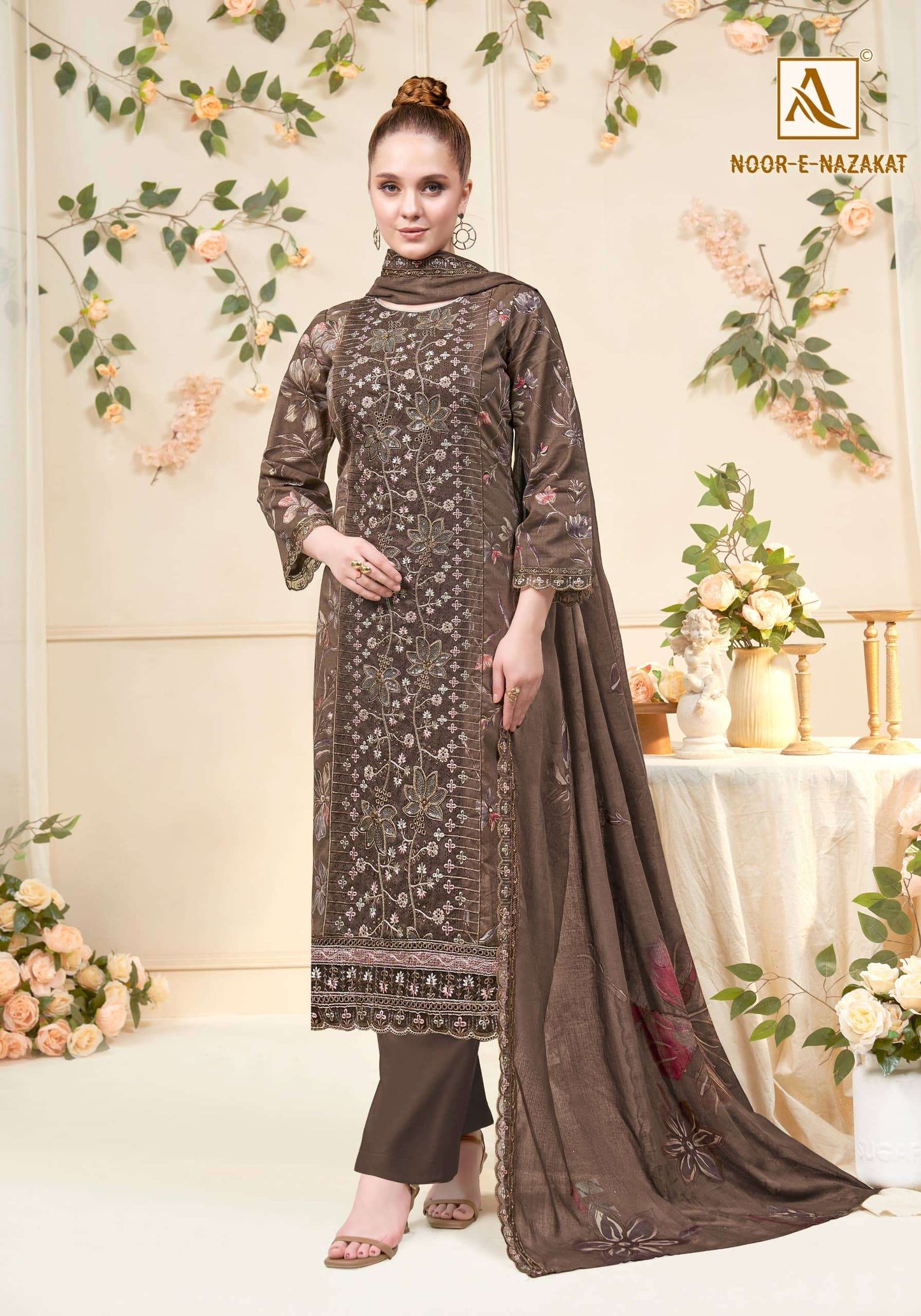 ALOK SUIT NOOR-E-NAZAKAT Cambric Cotton Pakistani Suit Set