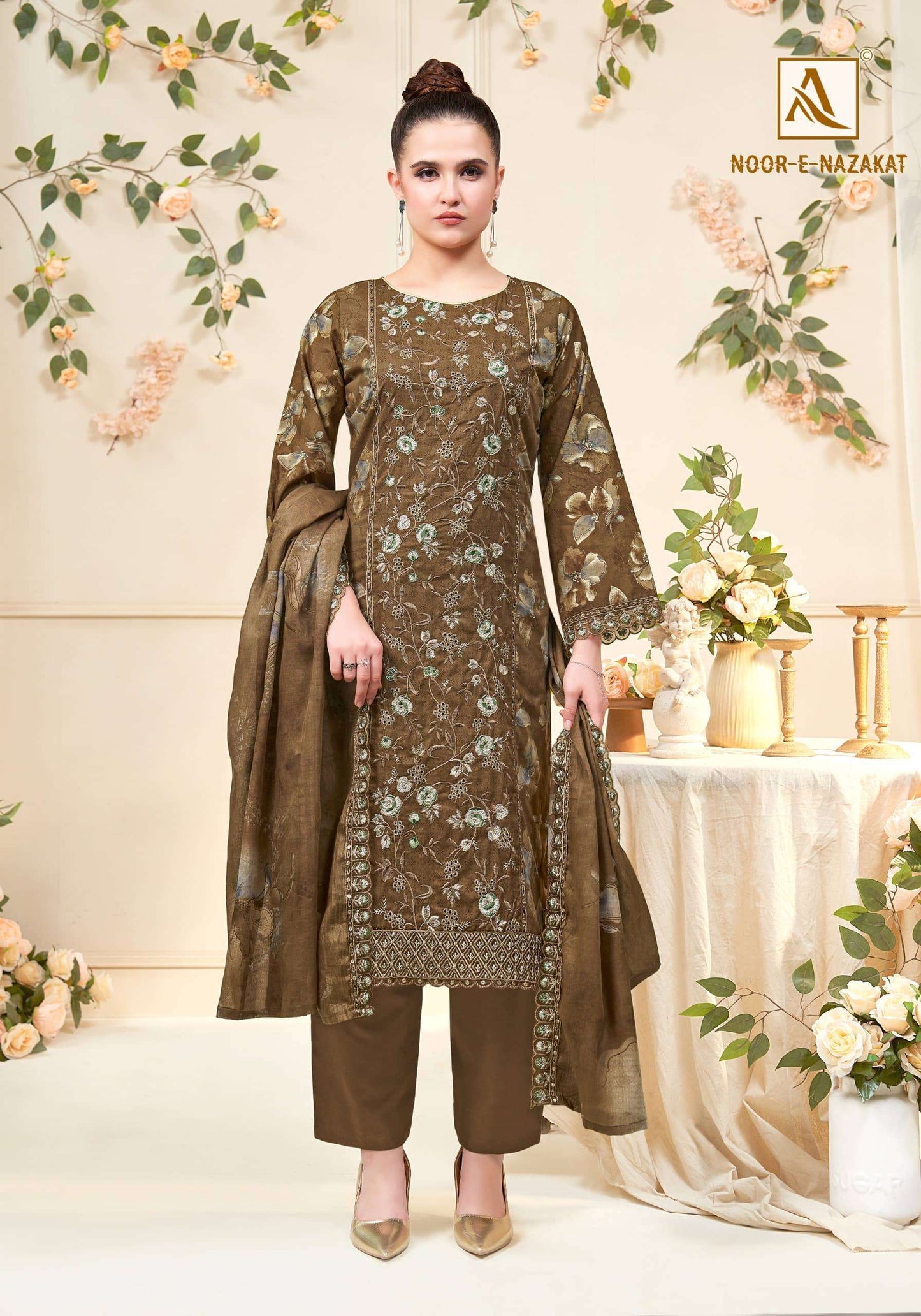 ALOK SUIT NOOR-E-NAZAKAT Cambric Cotton Pakistani Suit Set