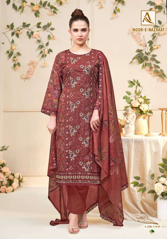 ALOK SUIT NOOR-E-NAZAKAT Cambric Cotton Pakistani Suit Set