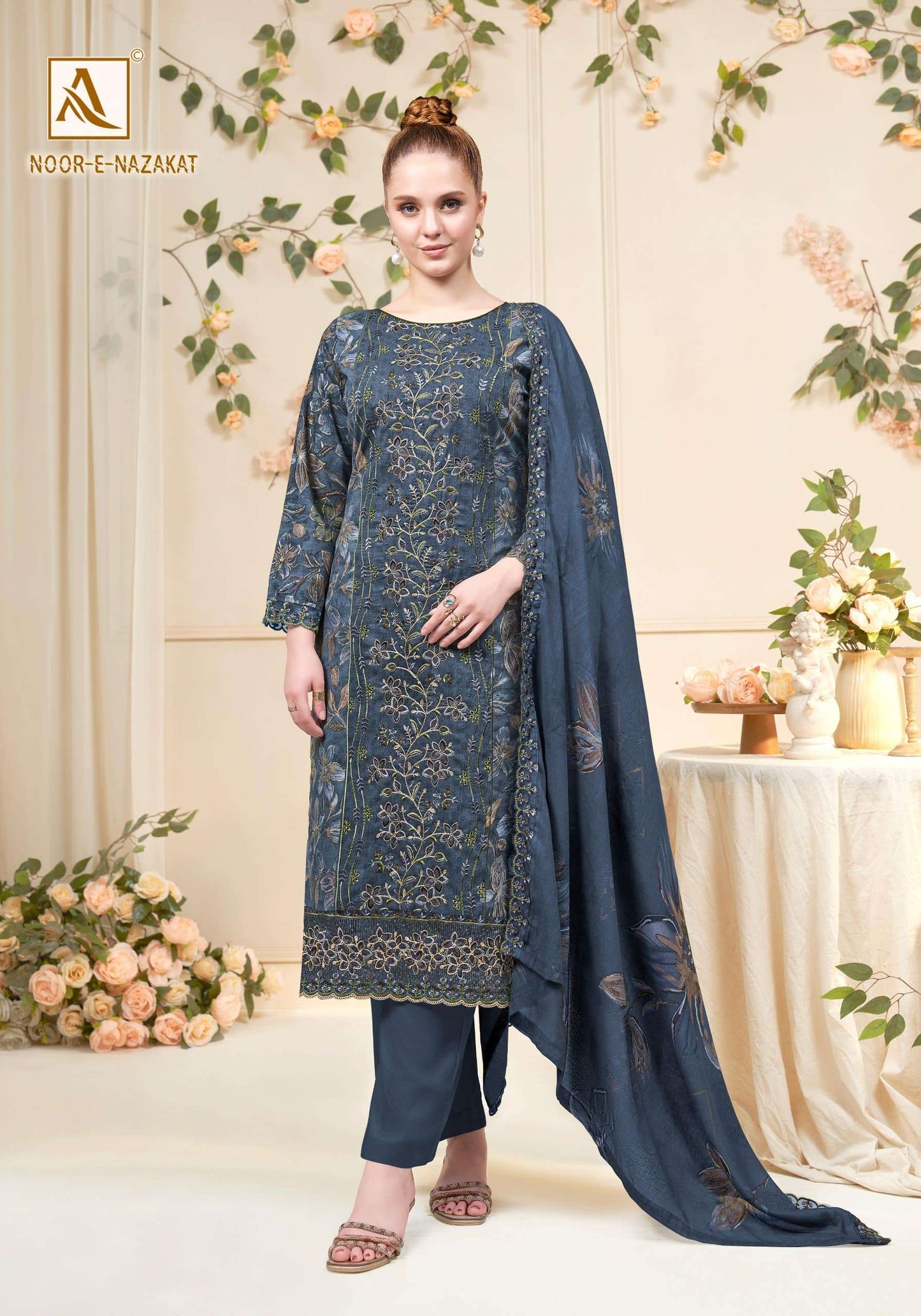 ALOK SUIT NOOR-E-NAZAKAT Cambric Cotton Pakistani Suit Set