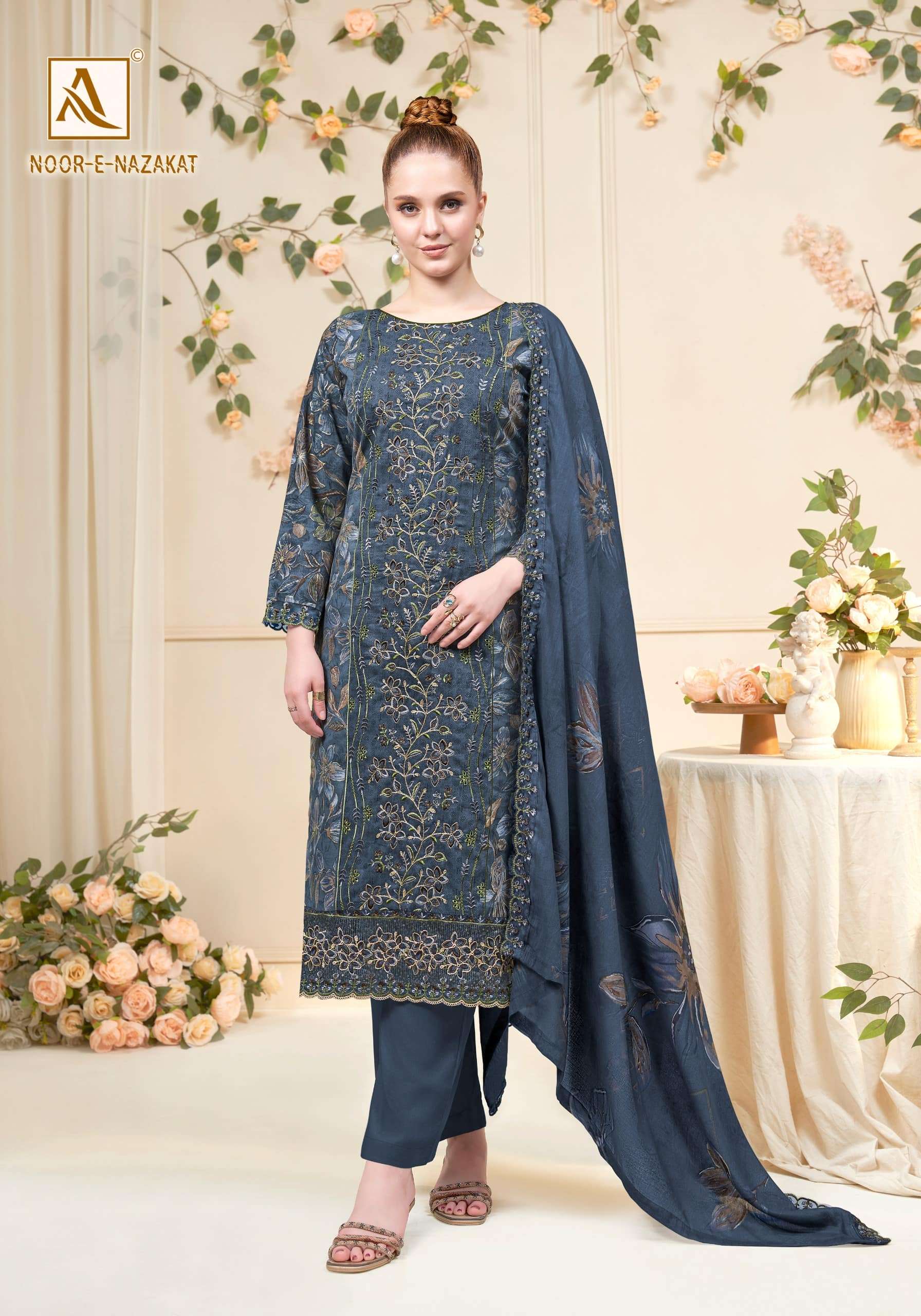 ALOK SUIT NOOR-E-NAZAKAT Cambric Cotton Pakistani Suit Set