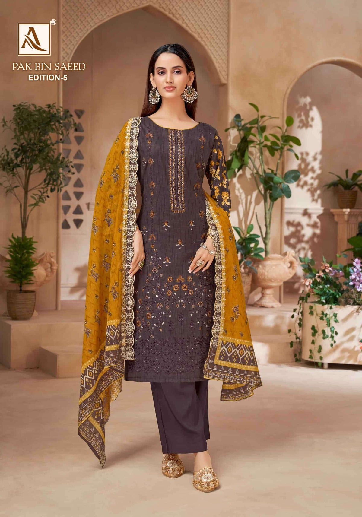 Alok Suit Pak Bin Saeed Edition 5 Cambric Cotton Pakistani Suit