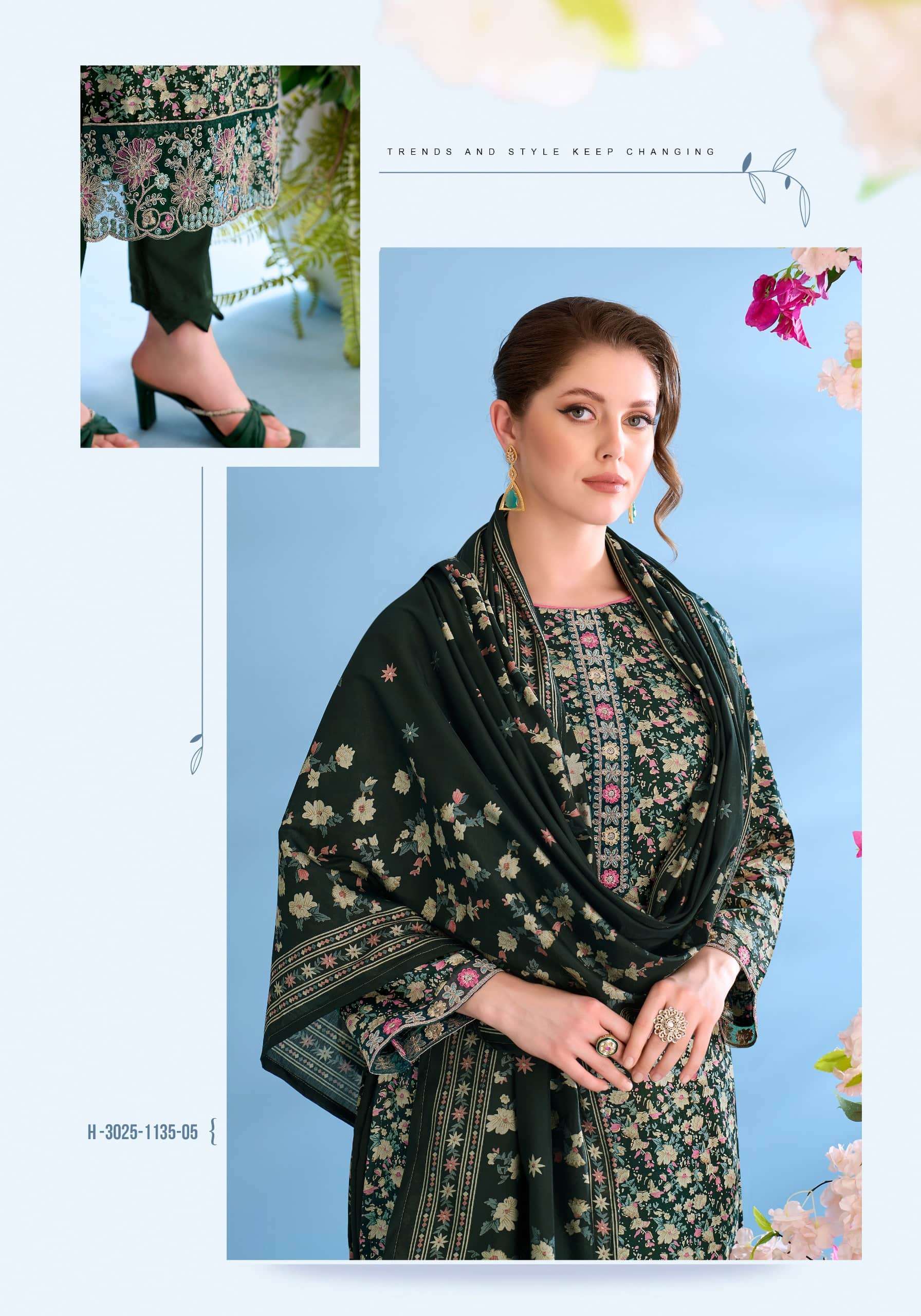 Alok Suit Phulwari Pure Zam Embroidered Dress Material