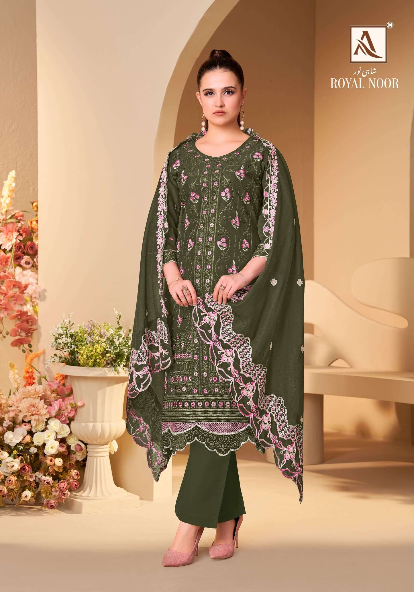 ALOK SUIT ROYAL NOOR Cambric Cotton Pakistani Suit Set