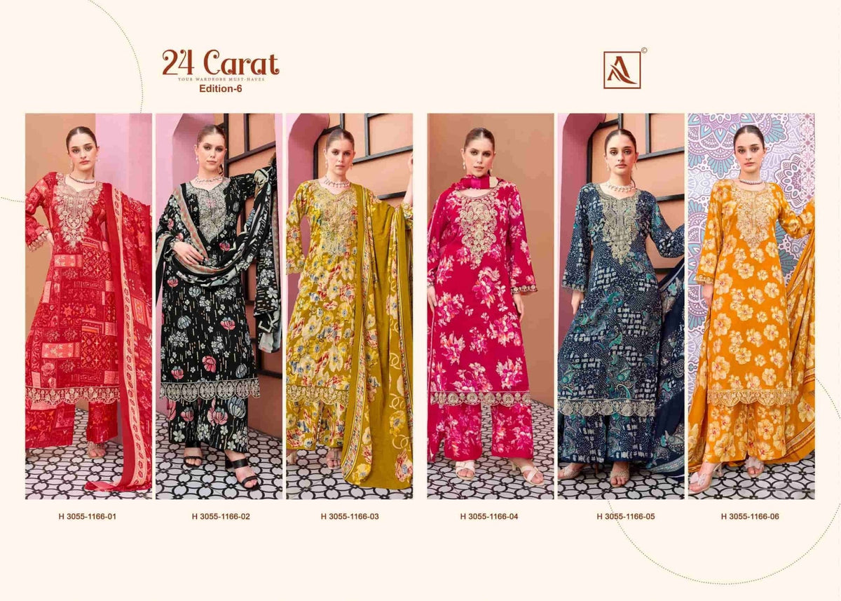 Alok Suit 24 Carat Edition 6 Pure Viscose Rayon Designer Dress Material - Amrah Wholesale