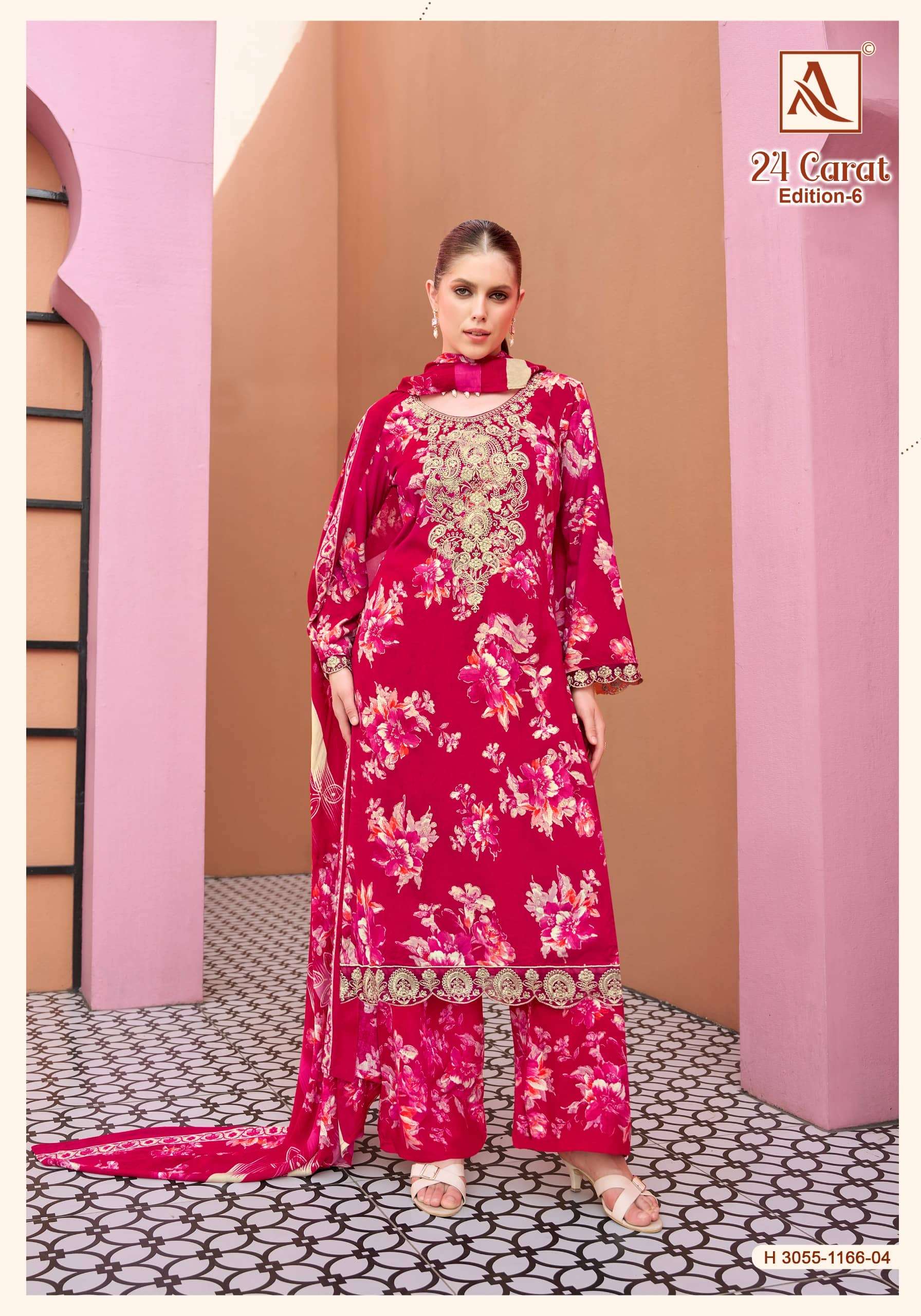 ALOK SUIT 24 CARAT VOL-6 Viscose Rayon Printed Semi Stitched Pakistani Suit Wholesale Surat