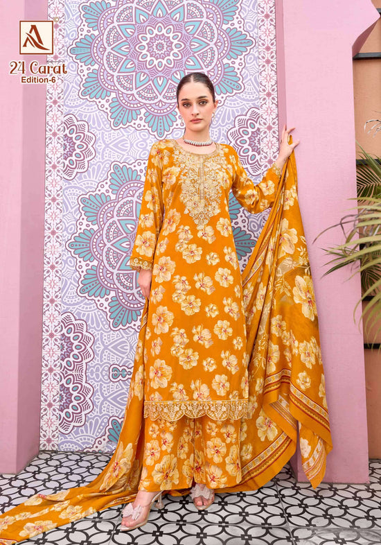 ALOK SUIT 24 CARAT VOL-6 Viscose Rayon Printed Semi Stitched Pakistani Suit Wholesale Surat