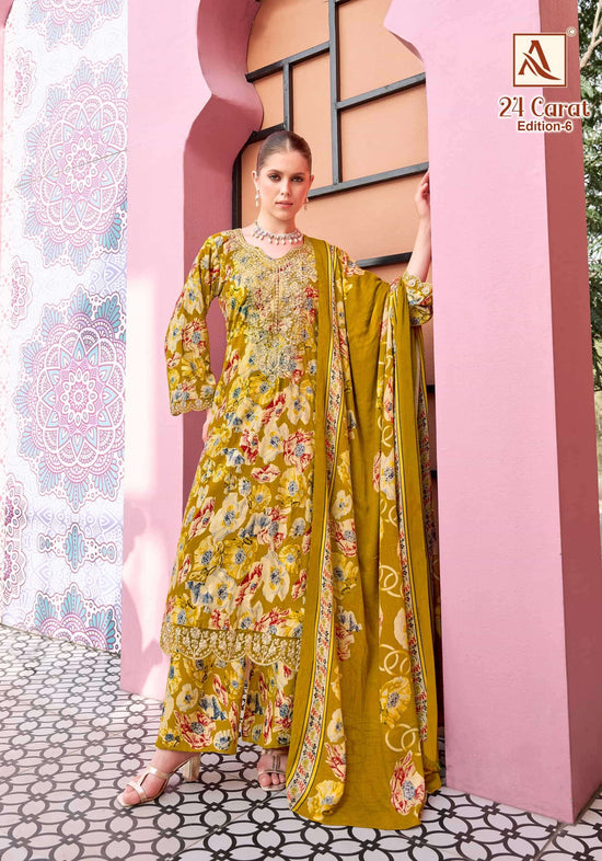 ALOK SUIT 24 CARAT VOL-6 Viscose Rayon Printed Semi Stitched Pakistani Suit Wholesale Surat
