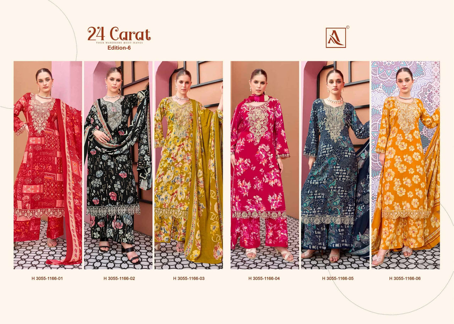 ALOK SUIT 24 CARAT VOL-6 Viscose Rayon Printed Semi Stitched Pakistani Suit Wholesale Surat