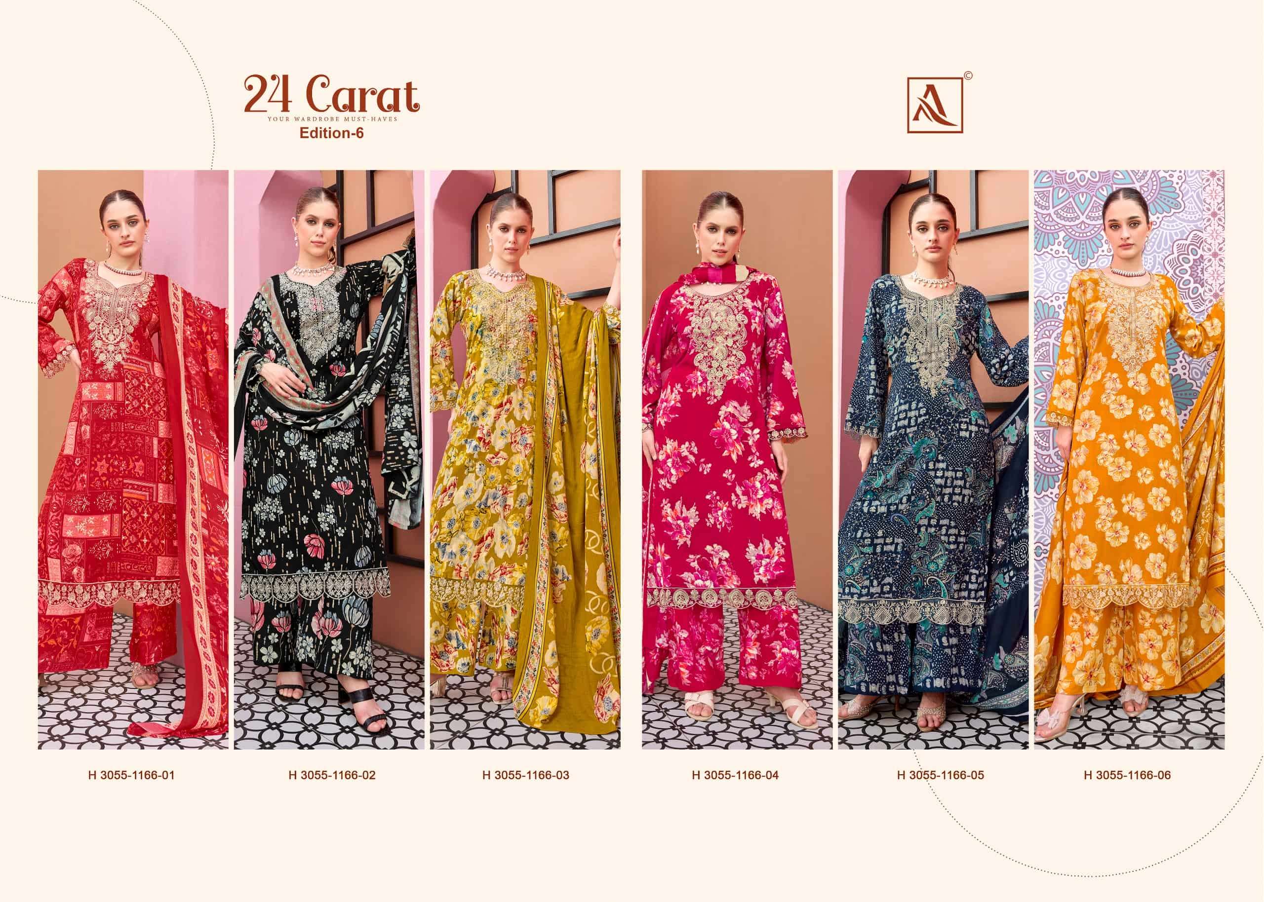 ALOK SUIT 24 CARAT VOL-6 Viscose Rayon Printed Semi Stitched Pakistani Suit Wholesale Surat
