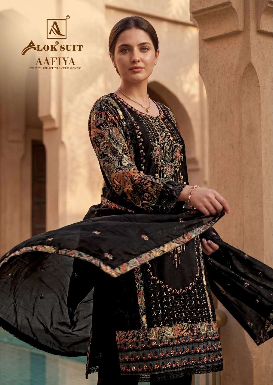Alok Suit Aafiya Rayon Embroidered Dress Material - Amrah Wholesale