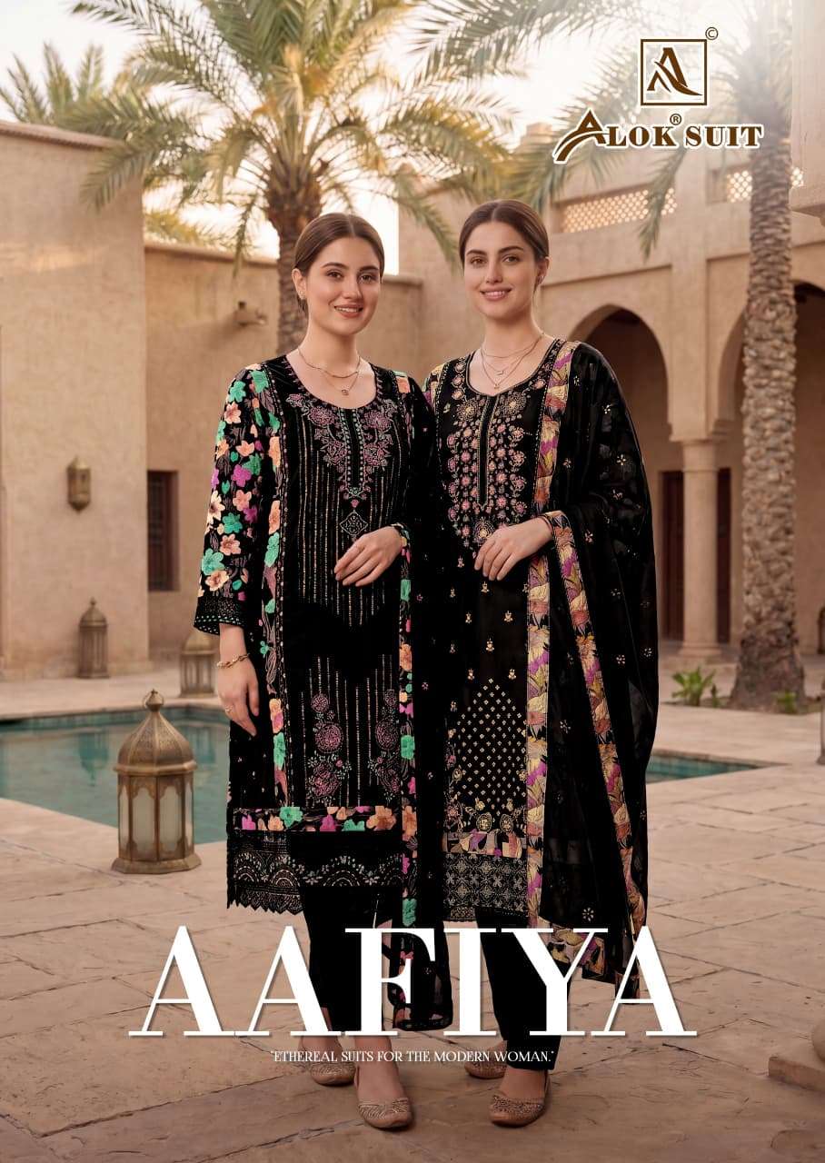 Alok Suit Aafiya Rayon Embroidered Dress Material - Amrah Wholesale