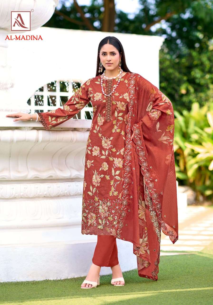 ALOK SUIT AL - MADINA Cambric Cotton Pakistani Suit - Amrah Wholesale