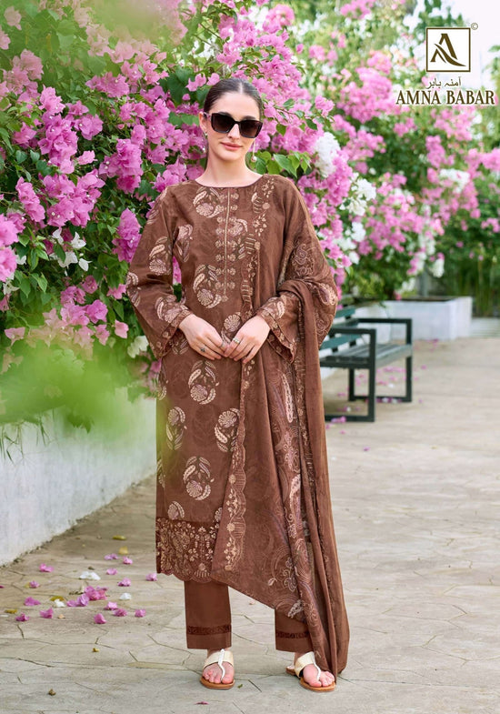 ALOK SUIT AMNA BABAR Cambric Cotton Printed Pakistani Suit - Amrah Wholesale