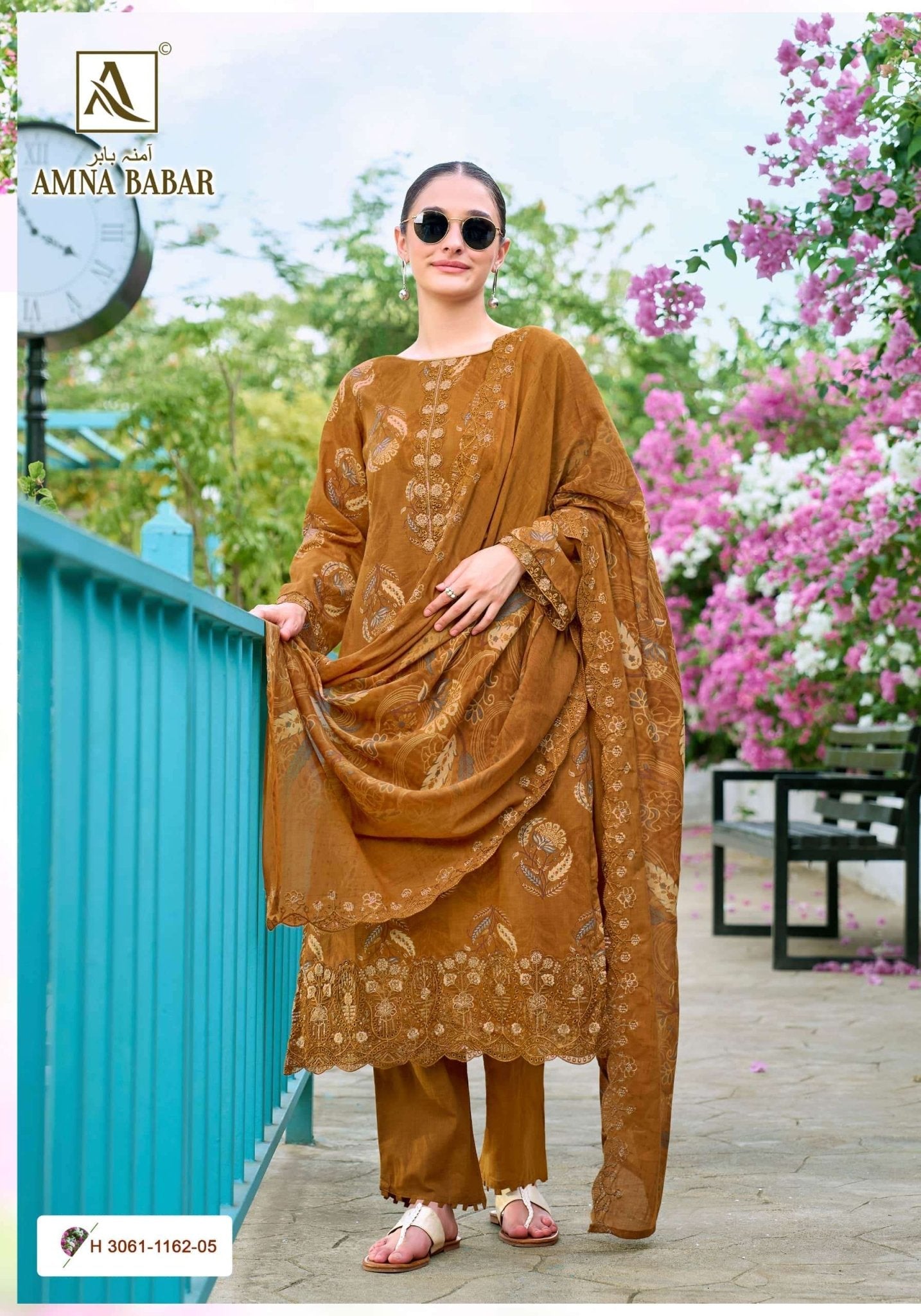 ALOK SUIT AMNA BABAR Cambric Cotton Printed Pakistani Suit - Amrah Wholesale