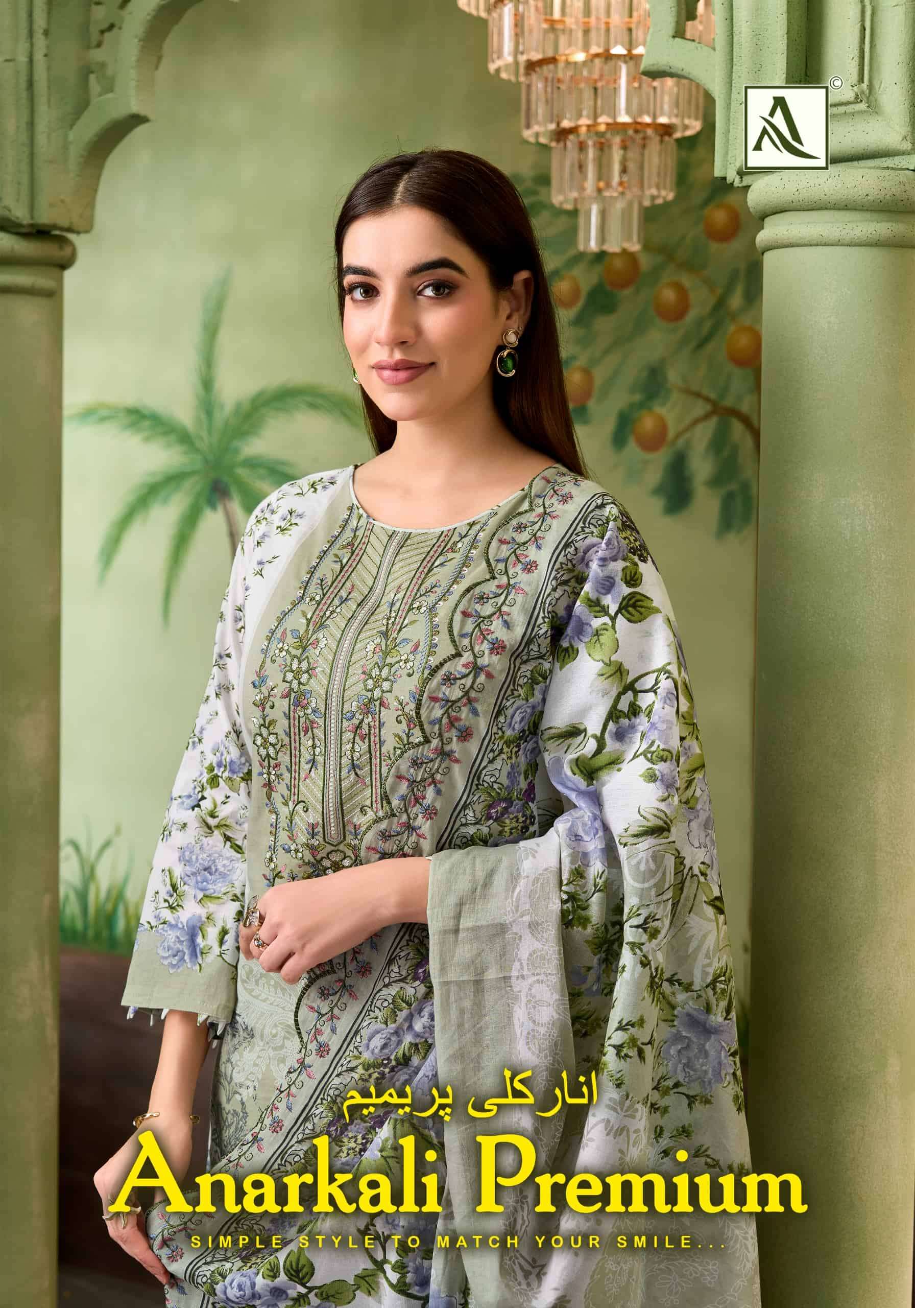Alok Suit Anarkali Premium Cambric Cotton Dress Material Wholesale