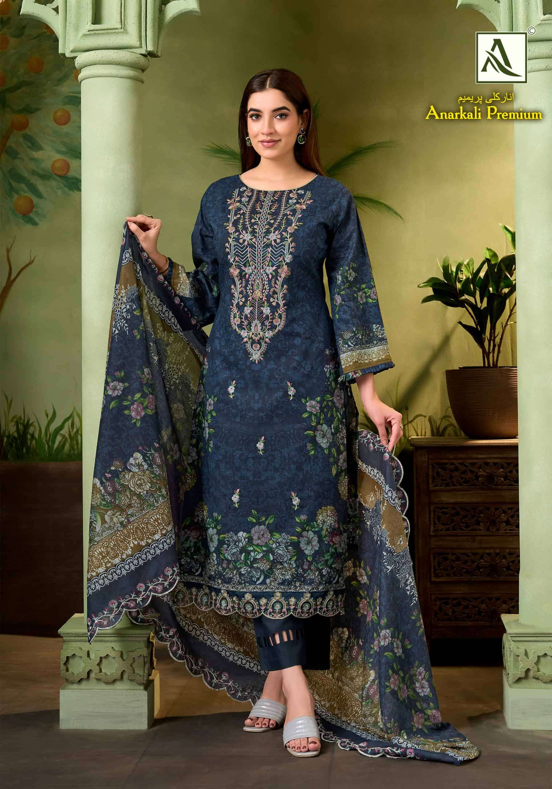 Alok Suit Anarkali Premium Cambric Cotton Dress Material Wholesale