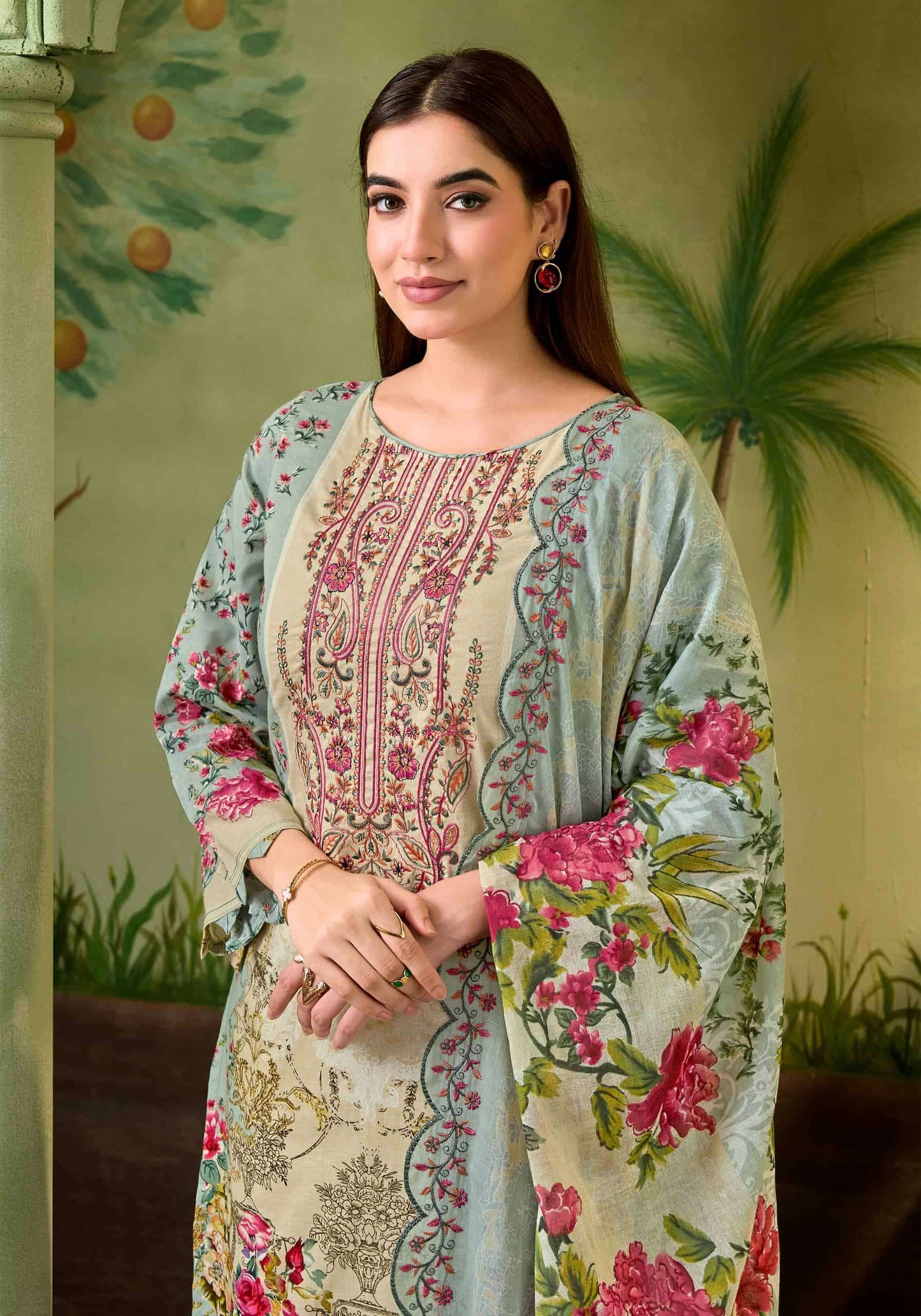 Alok Suit Anarkali Premium Cambric Cotton Dress Material Wholesale