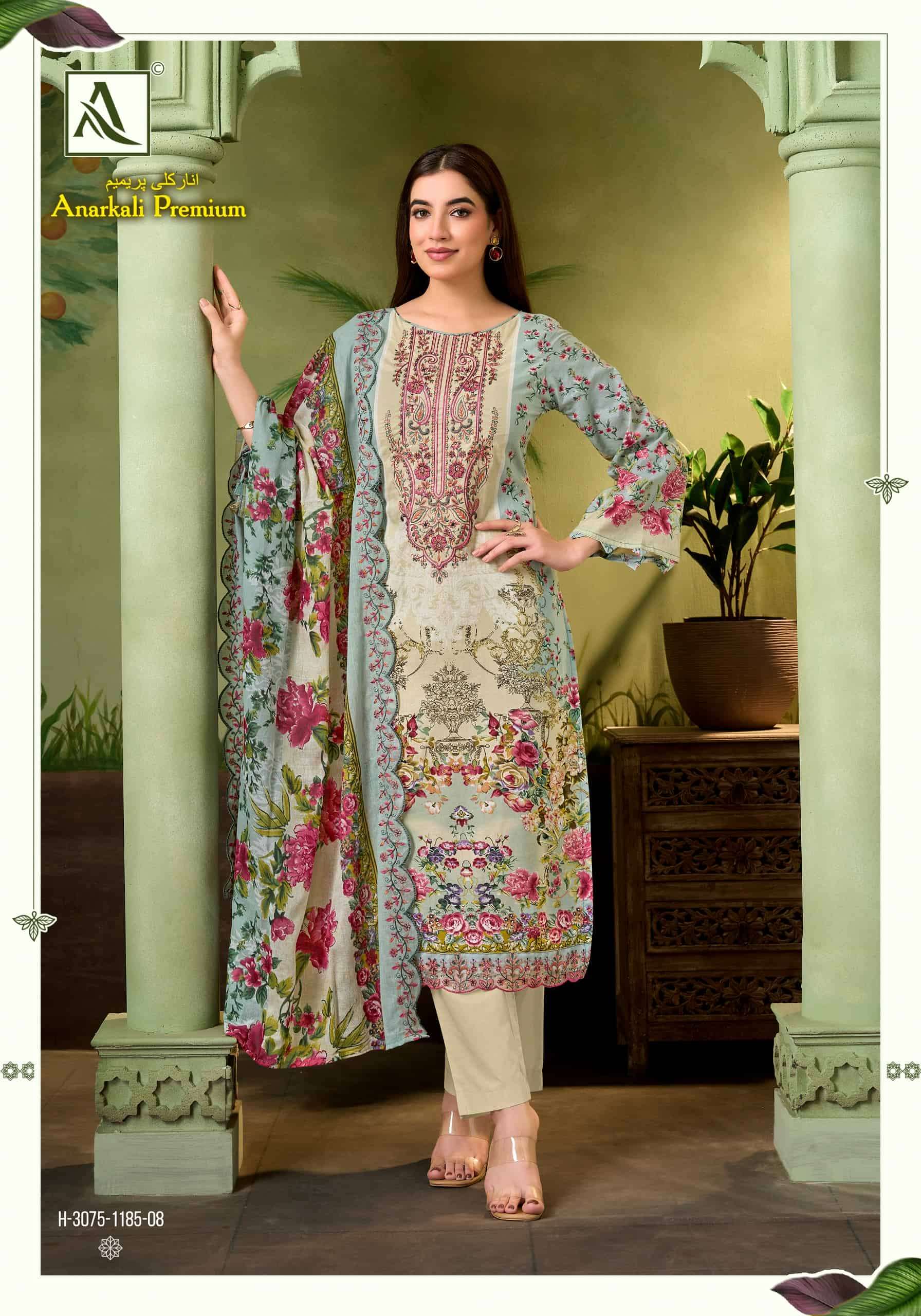 Alok Suit Anarkali Premium Cambric Cotton Dress Material Wholesale