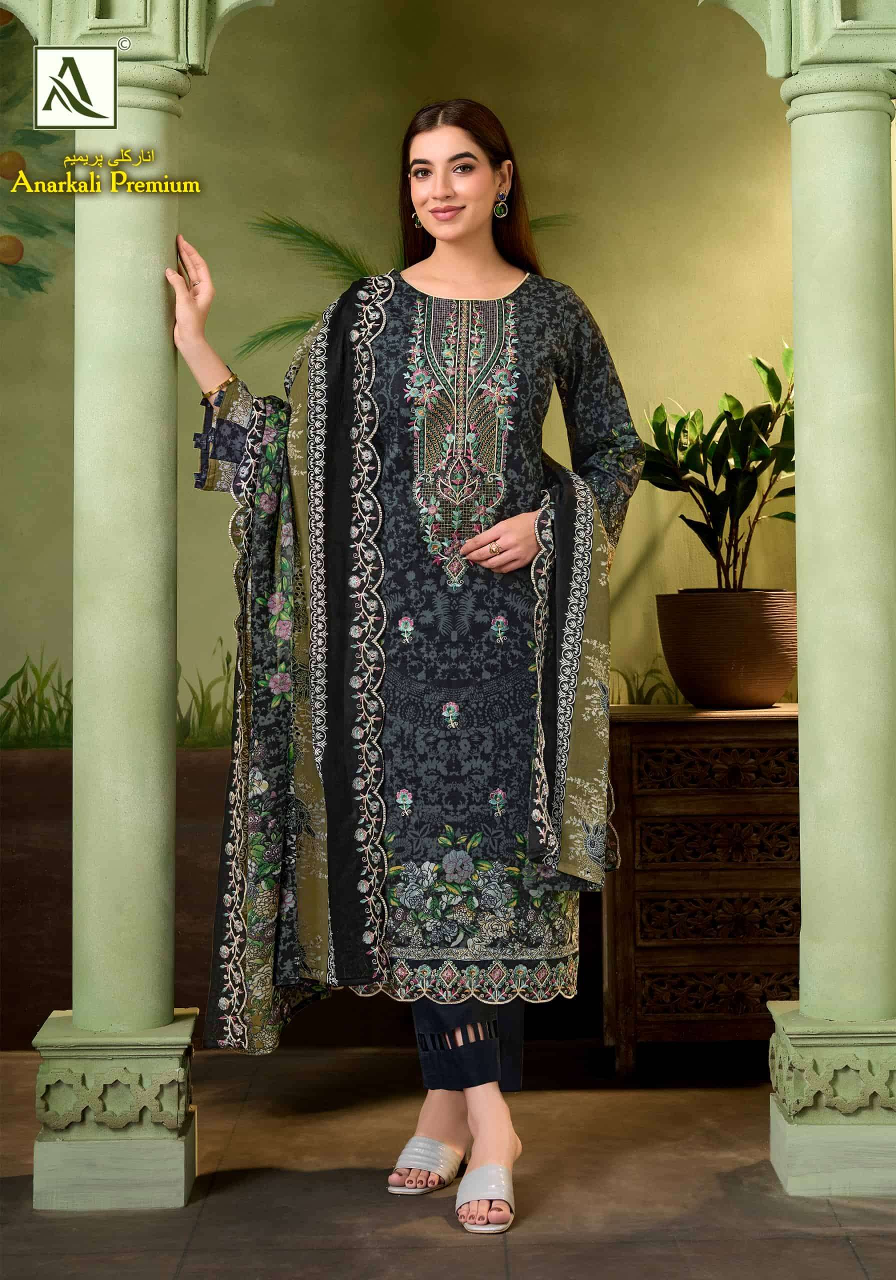 Alok Suit Anarkali Premium Cambric Cotton Dress Material Wholesale