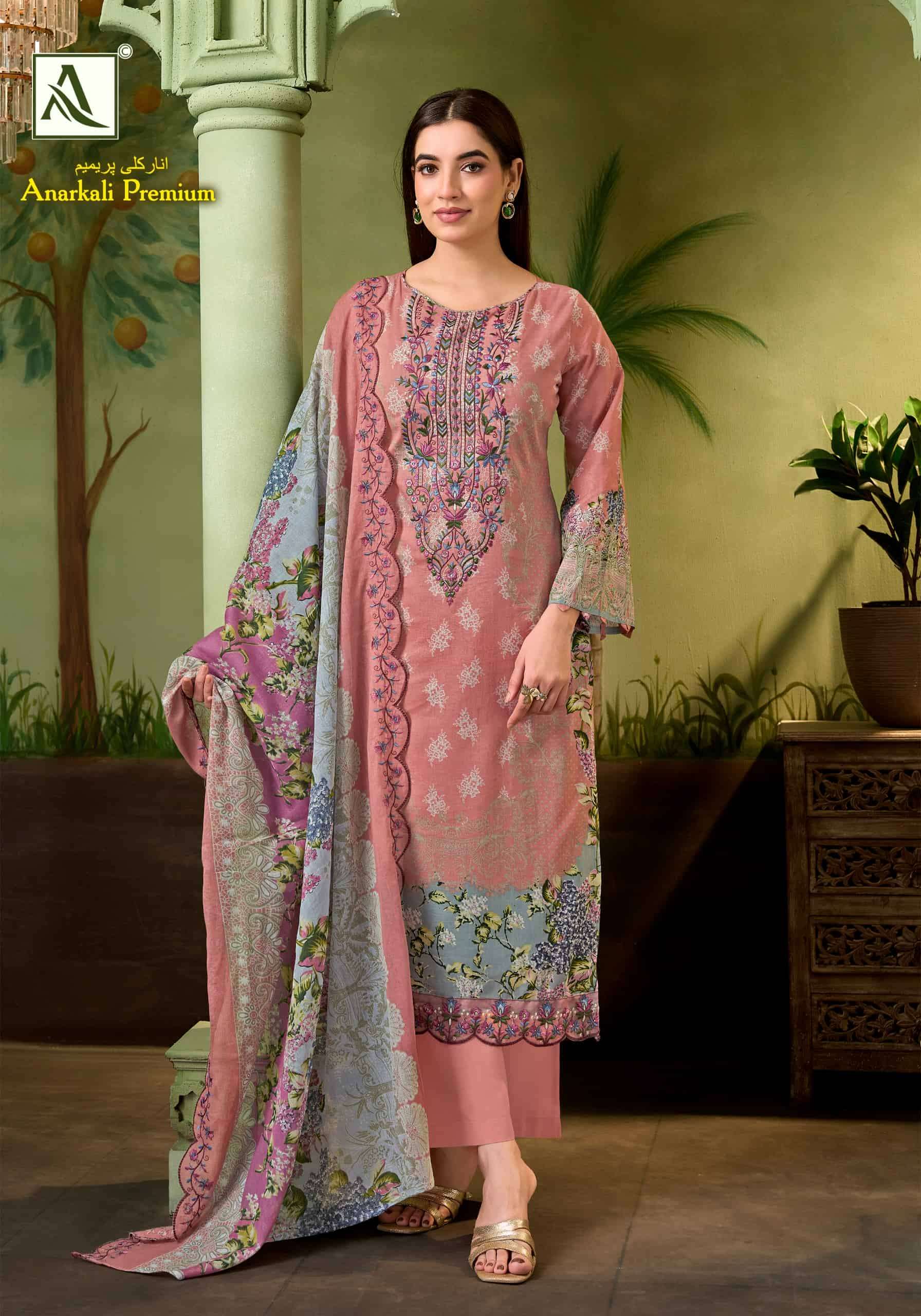 Alok Suit Anarkali Premium Cambric Cotton Dress Material Wholesale