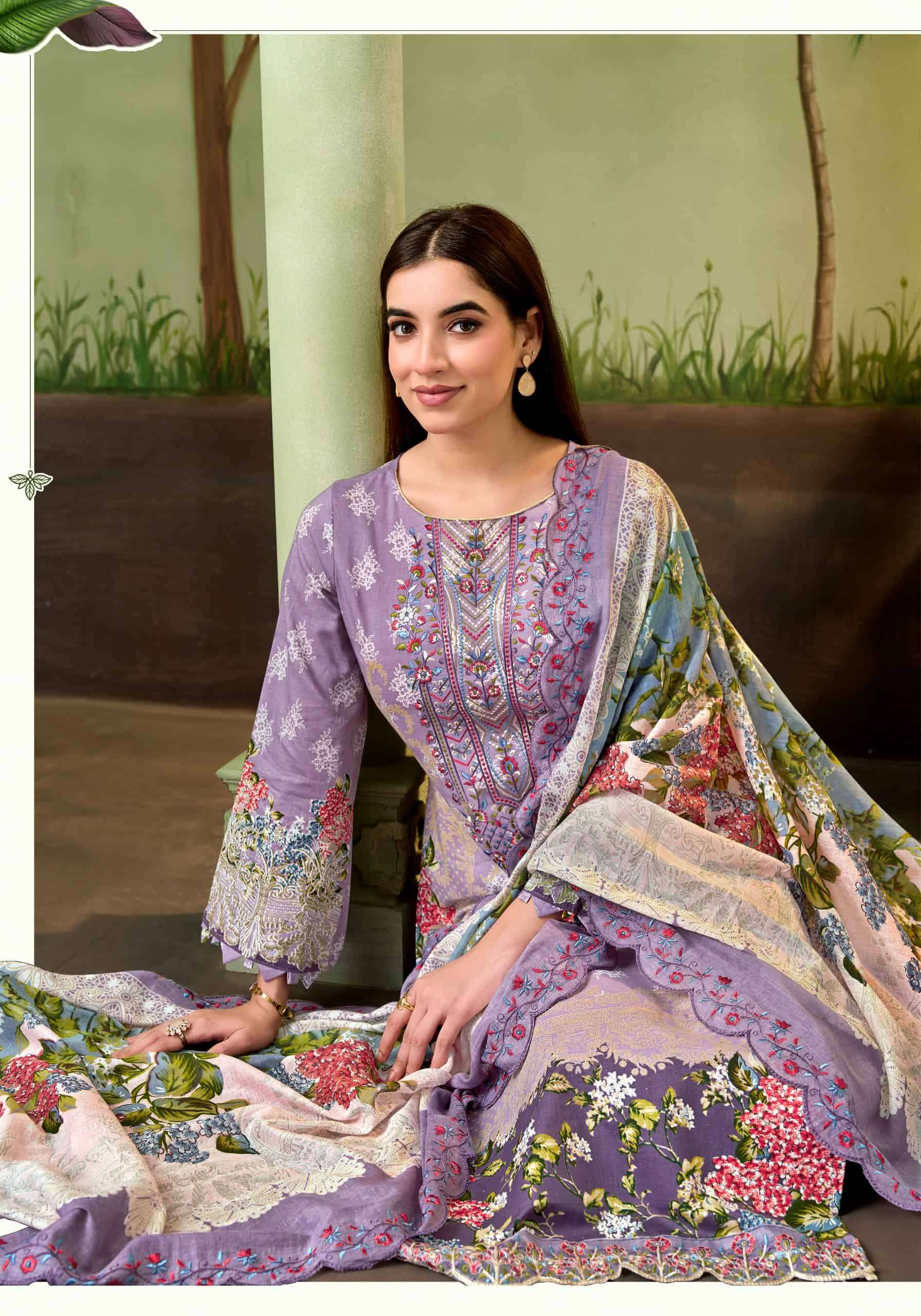 Alok Suit Anarkali Premium Cambric Cotton Dress Material Wholesale