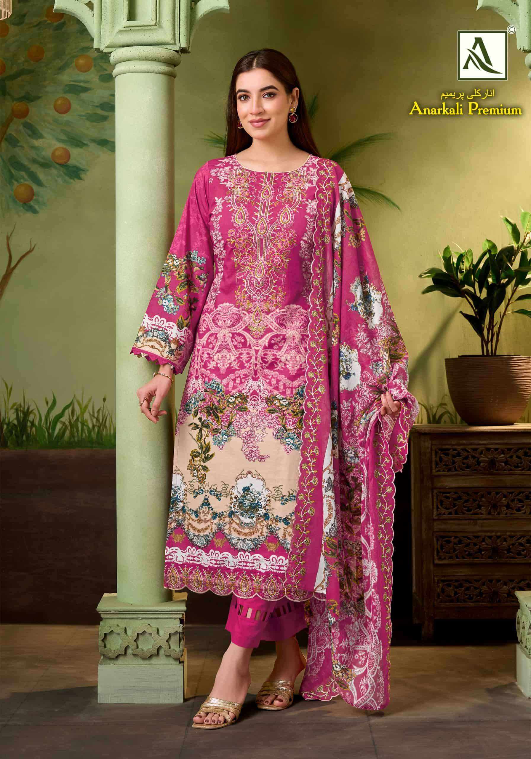 Alok Suit Anarkali Premium Cambric Cotton Dress Material Wholesale