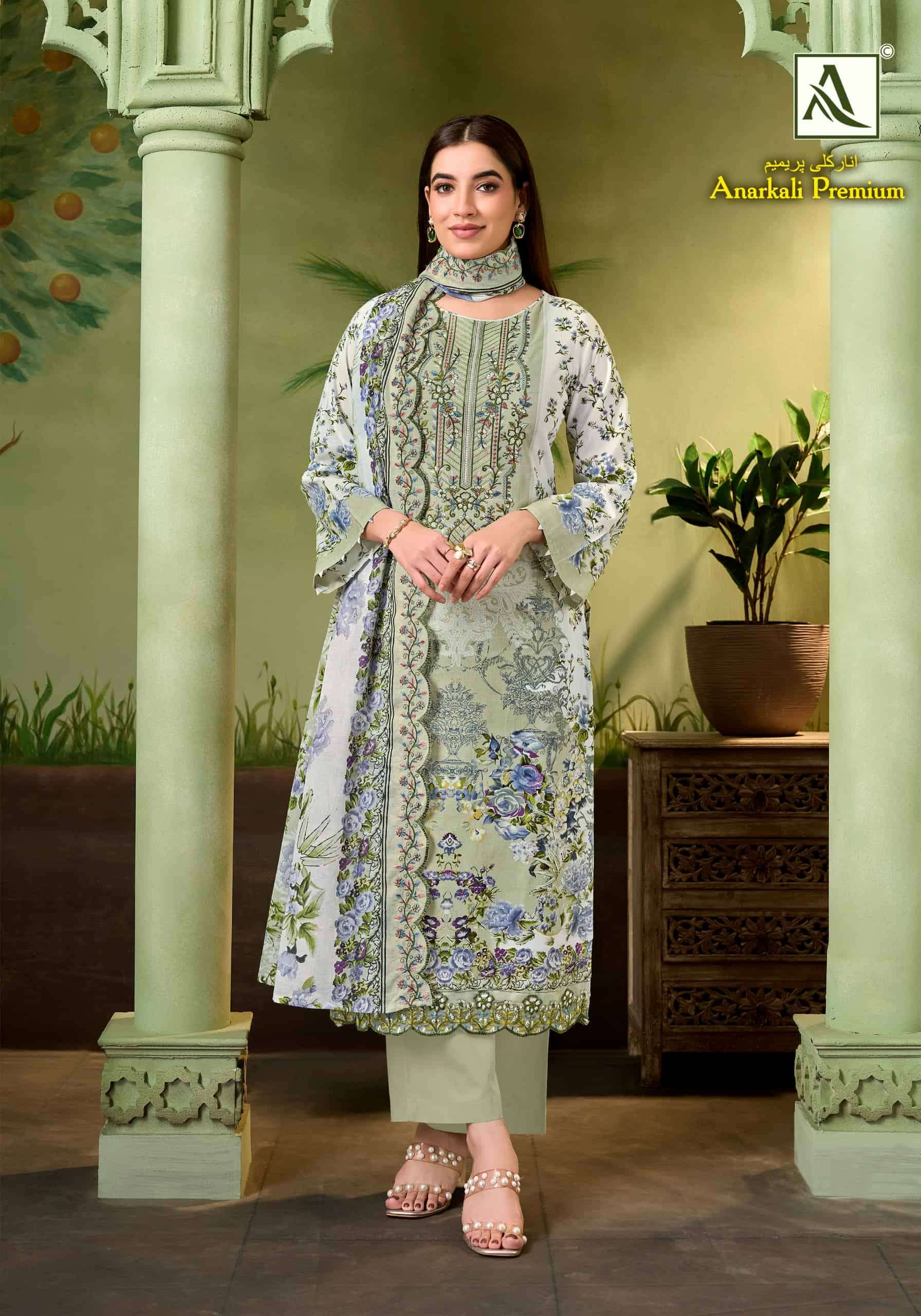 Alok Suit Anarkali Premium Cambric Cotton Dress Material Wholesale