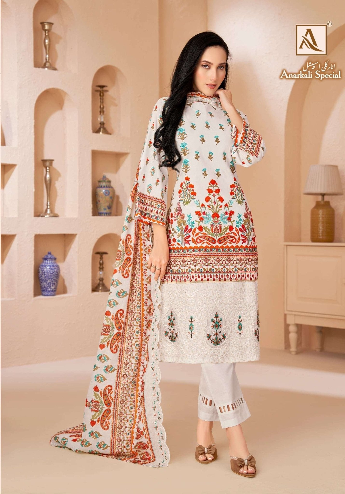 Alok Suit Anarkali Special Cambric Cotton Dress Material - Amrah Wholesale