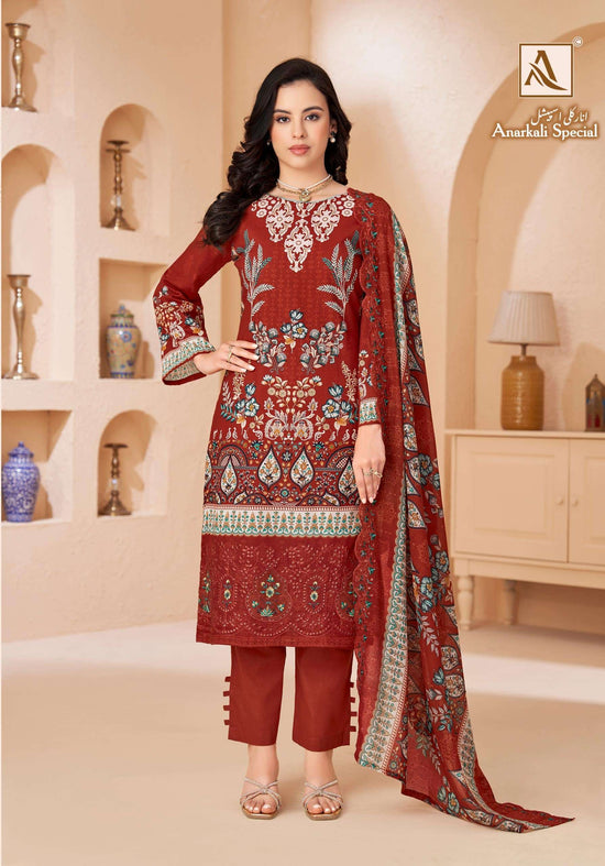 Alok Suit Anarkali Special Cambric Cotton Dress Material