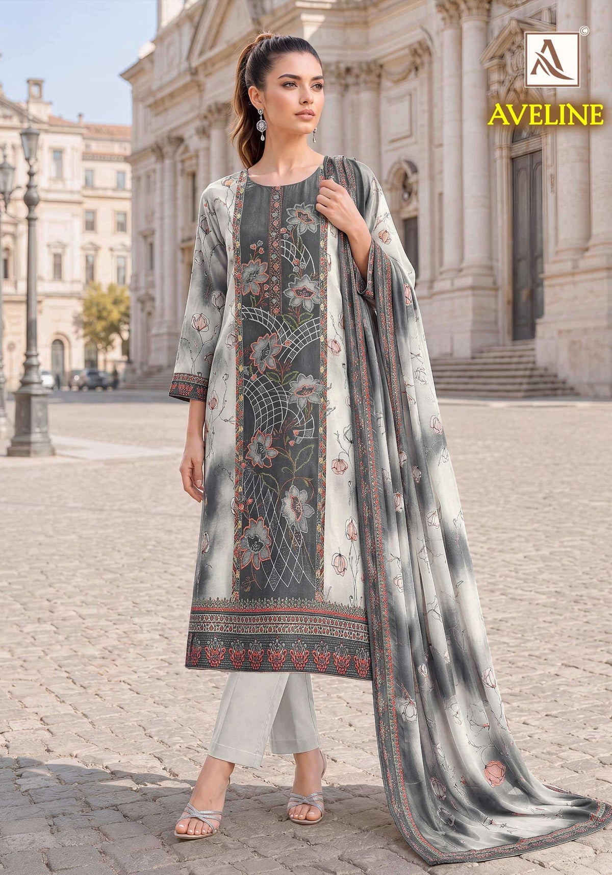 Alok Suit Aveline Viscose Muslin Printed Pakistani Suit