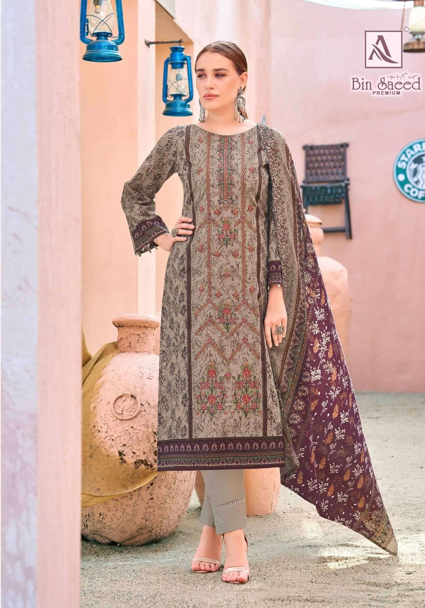 Alok Suit Bin Saeed Premium Cotton Pakistani Suit - Amrah Wholesale