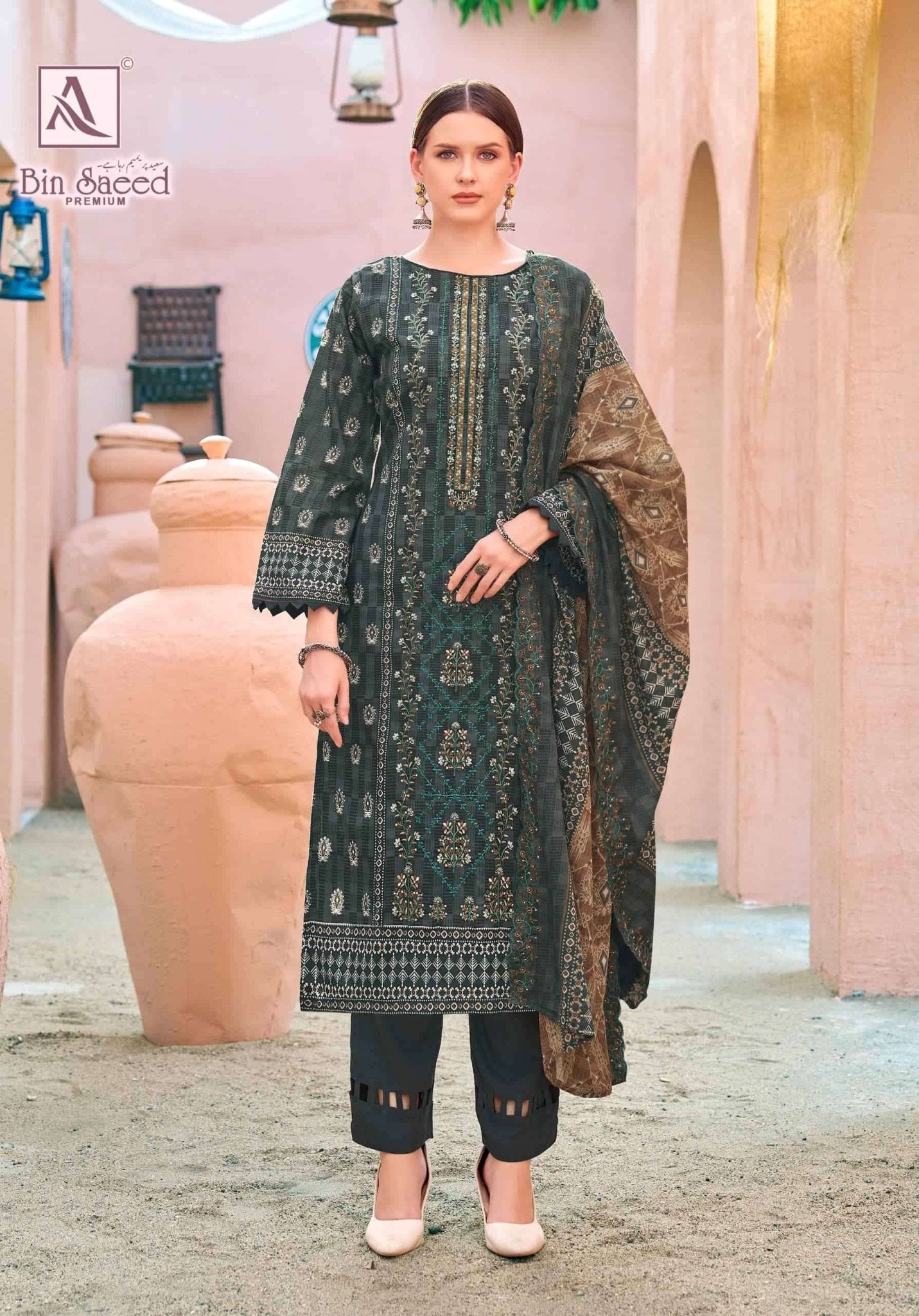 Alok Suit Bin Saeed Premium Cotton Pakistani Suit - Amrah Wholesale