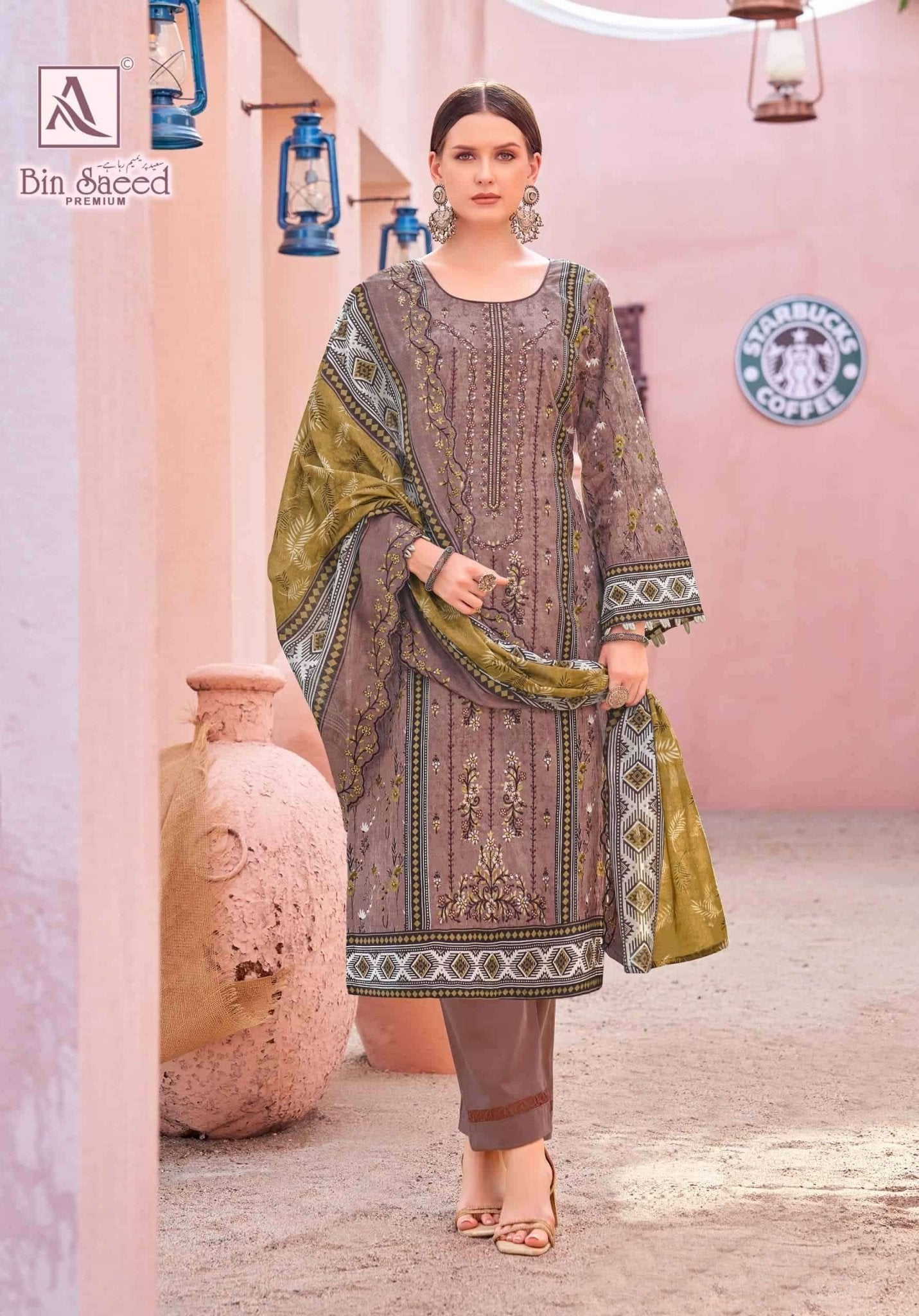 Alok Suit Bin Saeed Premium Cotton Pakistani Suit - Amrah Wholesale