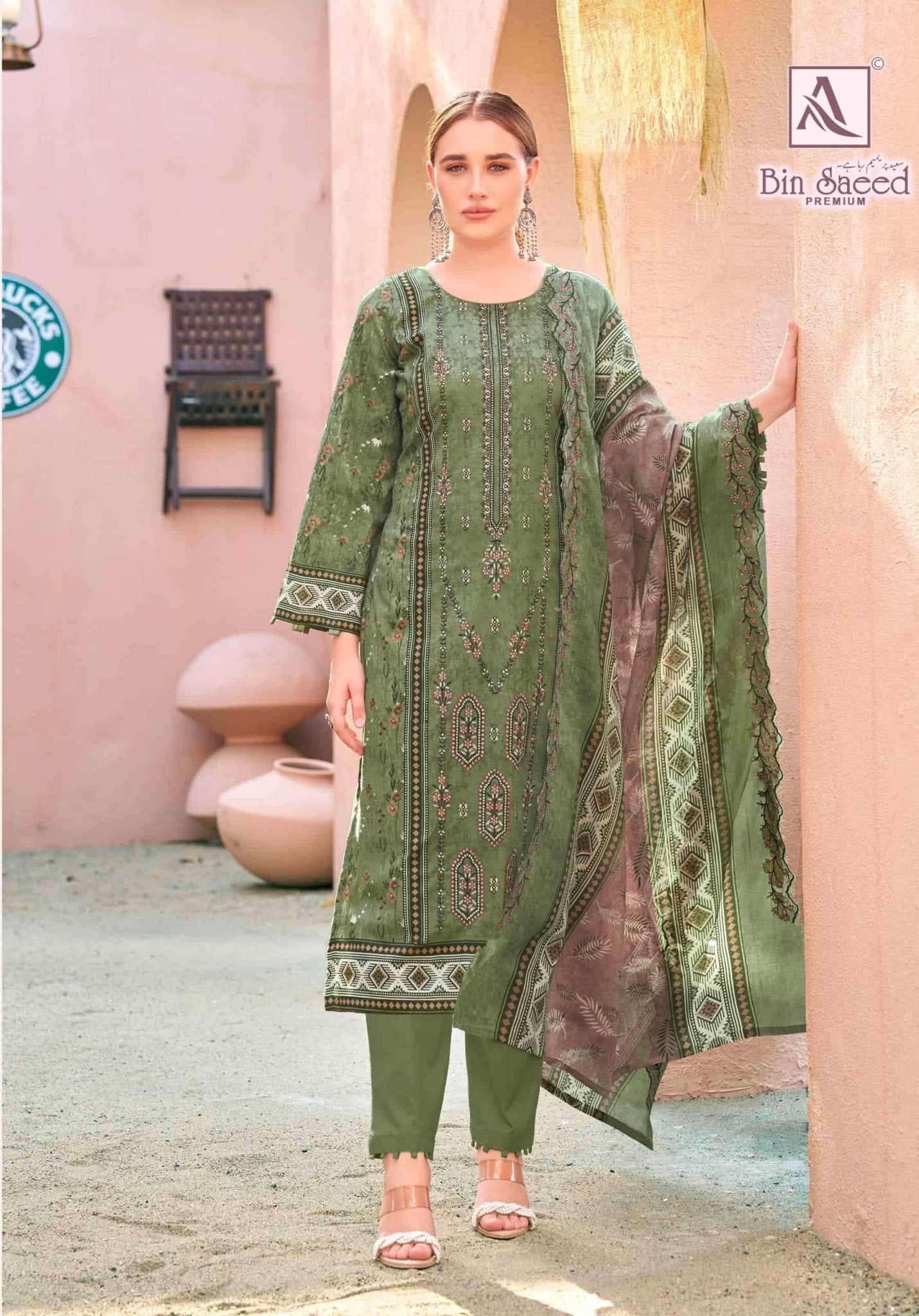 Alok Suit Bin Saeed Premium Cotton Pakistani Suit - Amrah Wholesale