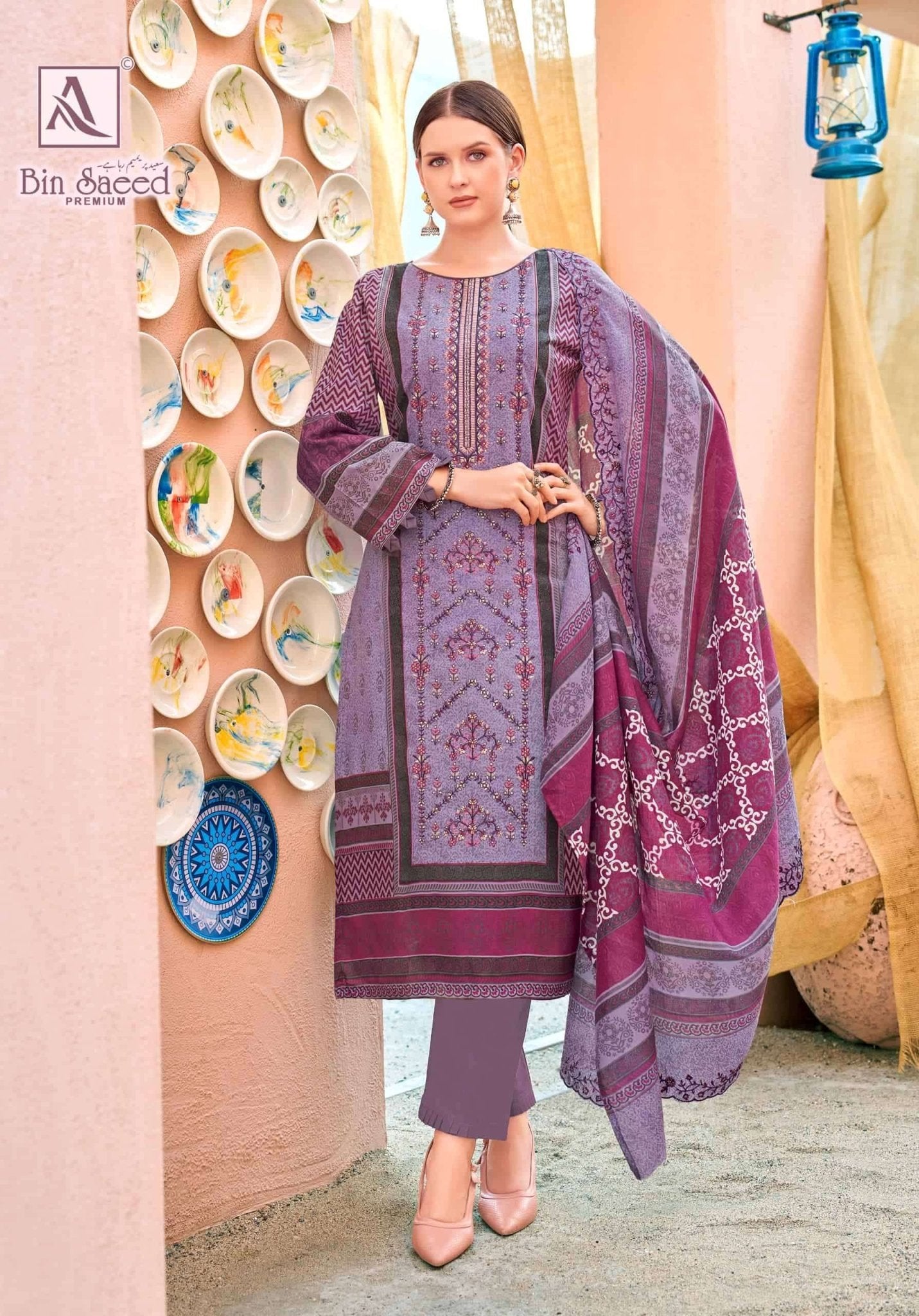 Alok Suit Bin Saeed Premium Cotton Pakistani Suit - Amrah Wholesale