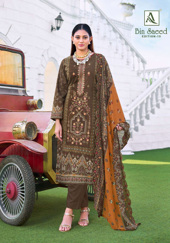 Alok Suit Bin Saeed Vol - 15 Cambric Cotton Dress Material - Amrah Wholesale