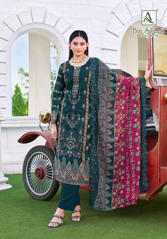 Alok Suit Bin Saeed Vol - 15 Cambric Cotton Dress Material - Amrah Wholesale