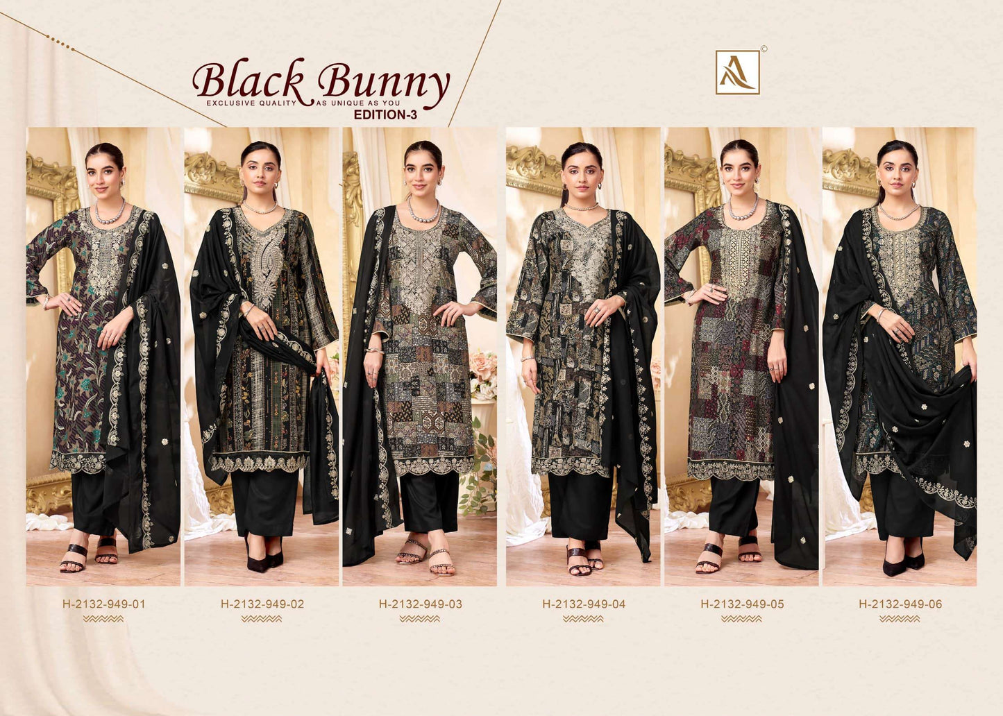 Alok Suit Black Bunny Vol-03